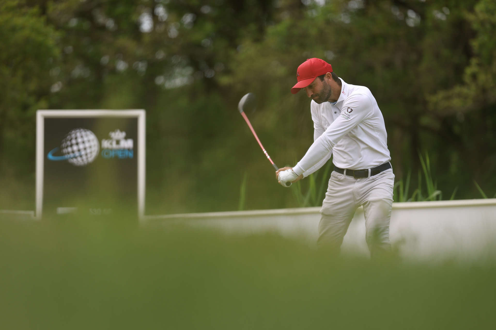 CROMVOIRT, NETHERLANDS - MAY 25: Joel Stalter of France 
 tees off on the seventh hole during Day One of the KLM Open at Bernardus Golf on May 25, 2023 in Netherlands. (Photo by Dean Mouhtaropoulos/Getty Images)