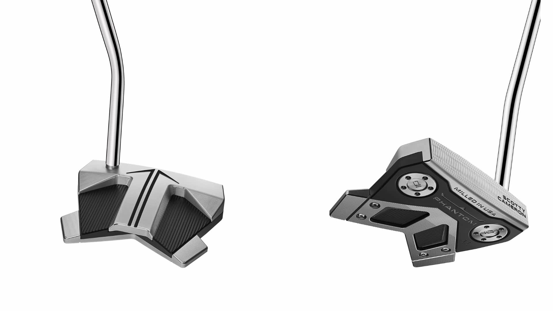 The Scotty Cameron Phantom 11 and 11 Long Putter
Completely redesigned from the sole up, the Phantom 11 is an extra-high moment of inertia (MOI) putter with a mid-bend shaft and new optical alignment arrows.Designed in the Phantom 11 head shape, the Phantom 11 Long is a 38-inch model with a longer, heavier 17-inch grip (128 grams) and a specially designed stiffer mid-bend shaft. The overall heavier putter head includes two 25-gram tungsten sole weights to help the player execute a smooth stable and consistent putting motion.(Photo, text: Scotty Cameron)