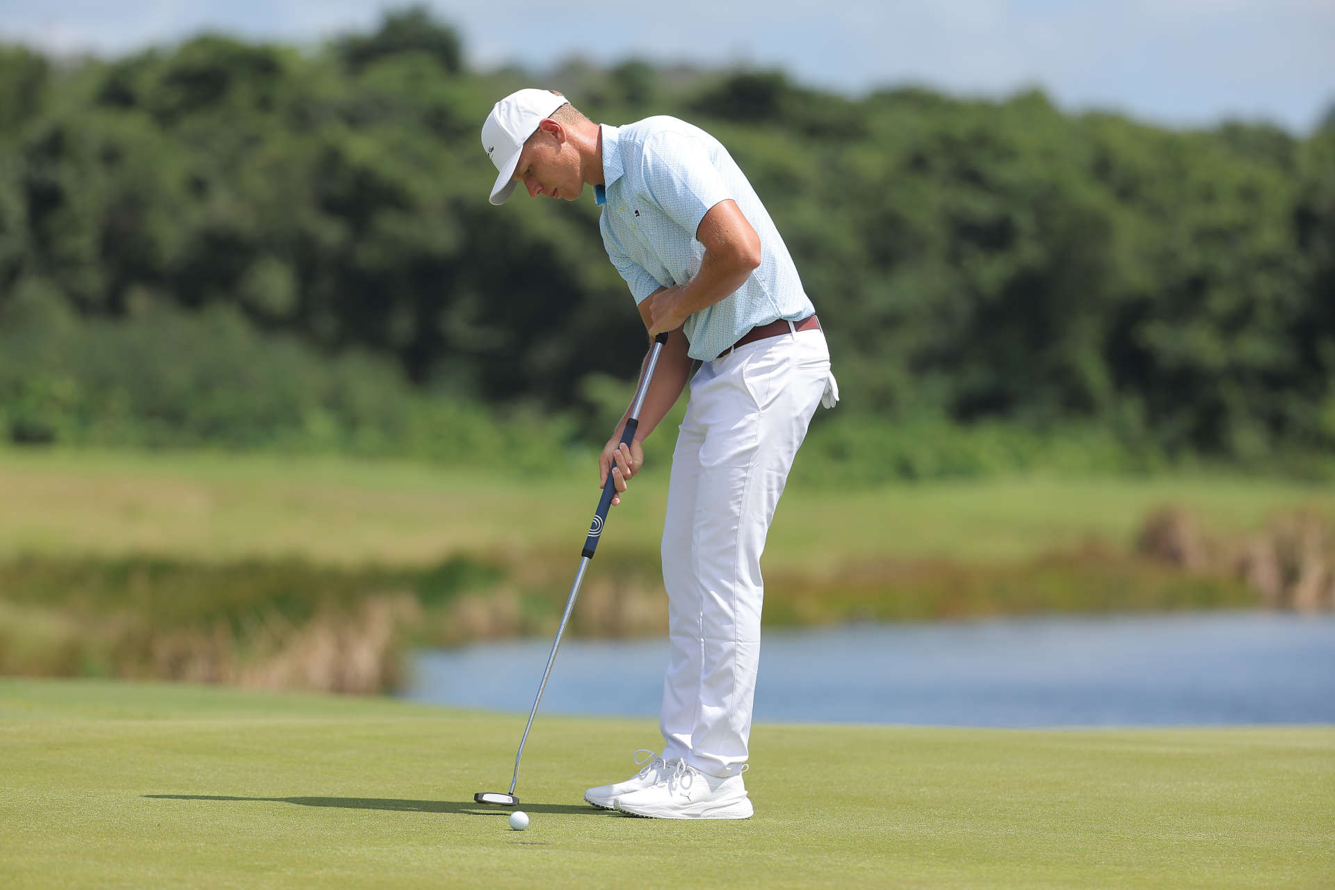 RIO GRANDE, PUERTO RICO - MARCH 09: Matti Schmid of Germany putts for birdie on the second green during the third round of the Puerto Rico Open at Grand Reserve Golf Club on March 09, 2024 in Rio Grande, Puerto Rico. (Photo by Jonathan Bachman/Getty Images)