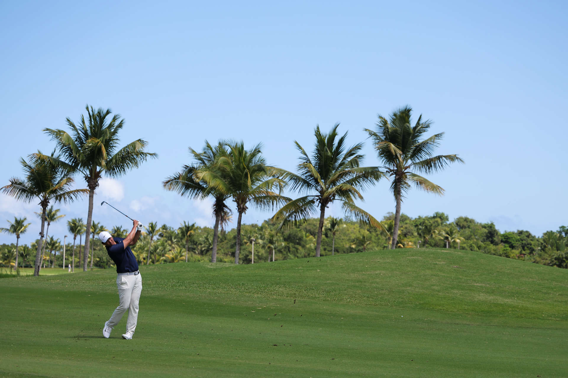 RIO GRANDE, PUERTO RICO - MARCH 09: Norman Xiong of the United States plays a second shot on the second hole during the third round of the Puerto Rico Open at Grand Reserve Golf Club on March 09, 2024 in Rio Grande, Puerto Rico. (Photo by Jonathan Bachman/Getty Images)