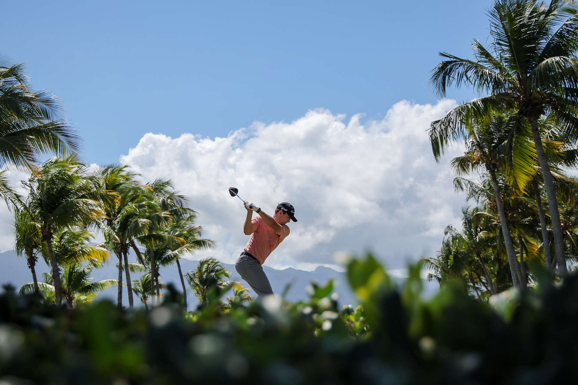 RIO GRANDE, PUERTO RICO - MARCH 09: Jacob Bridgeman of the United States plays his shot from the second tee during the third round of the Puerto Rico Open at Grand Reserve Golf Club on March 09, 2024 in Rio Grande, Puerto Rico. (Photo by Jonathan Bachman/Getty Images)