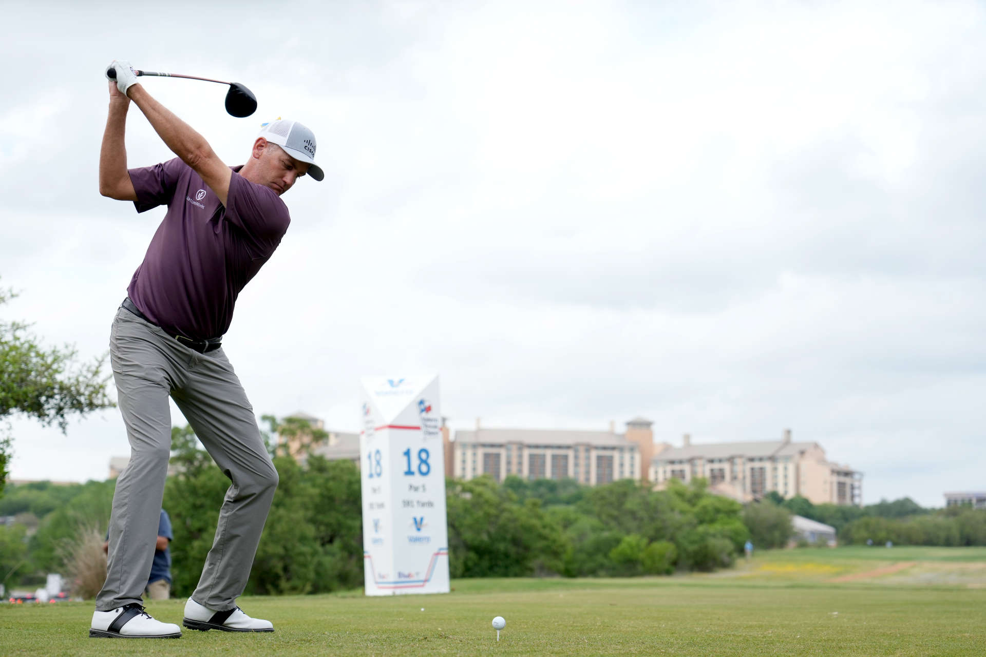 SAN ANTONIO, TEXAS - APRIL 06: Brendon Todd of the United States plays his tee shot on the 18th hole during the third round of the Valero Texas Open at TPC San Antonio on April 06, 2024 in San Antonio, Texas. (Photo by Raj Mehta/Getty Images)