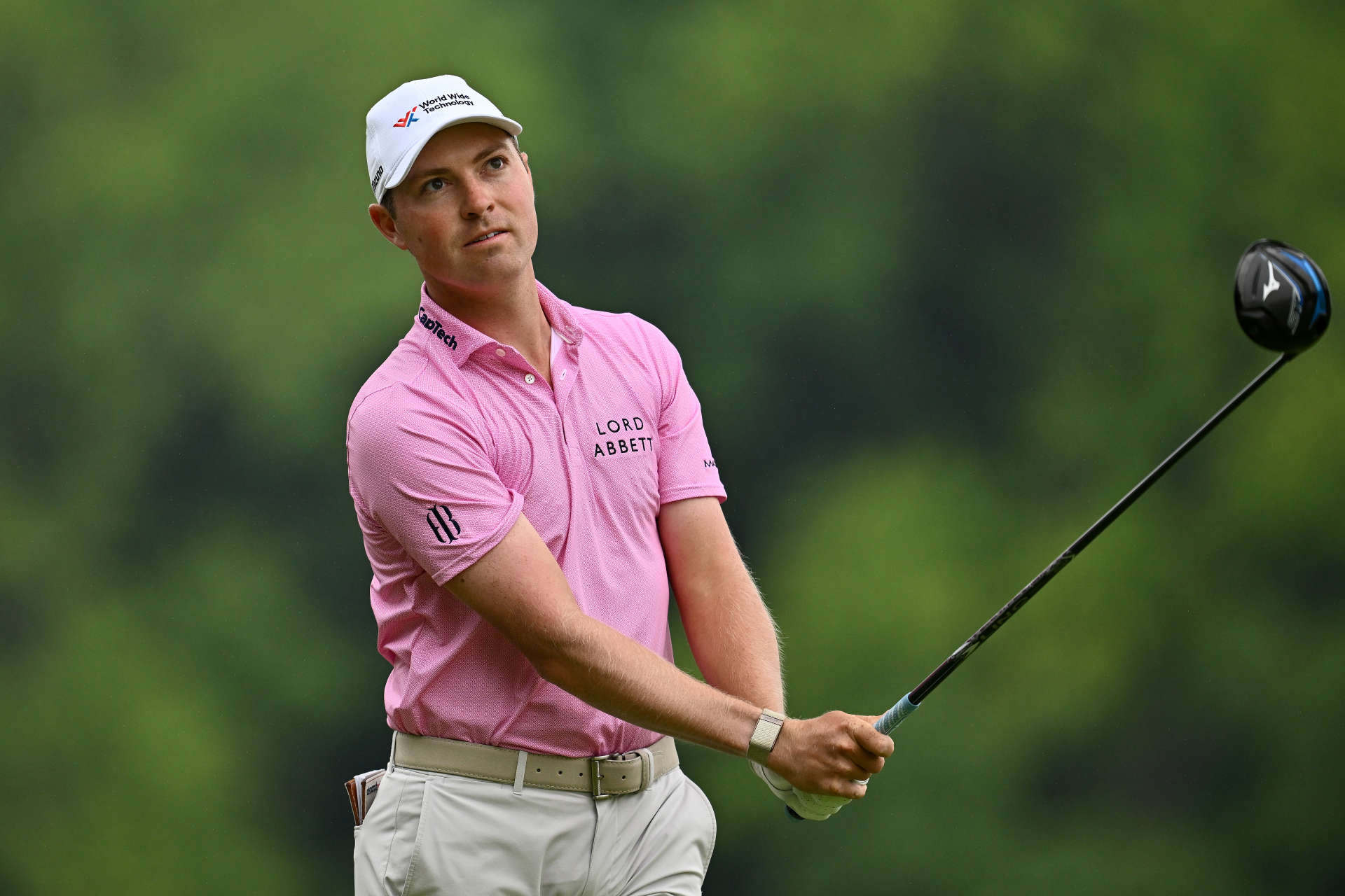 HAMILTON, ONTARIO - JUNE 02: Ben Griffin of the United States watches his shot from the fourth tee during the final round of the RBC Canadian Open at Hamilton Golf & Country Club on June 02, 2024 in Hamilton, Ontario, Canada. (Photo by Minas Panagiotakis/Getty Images)