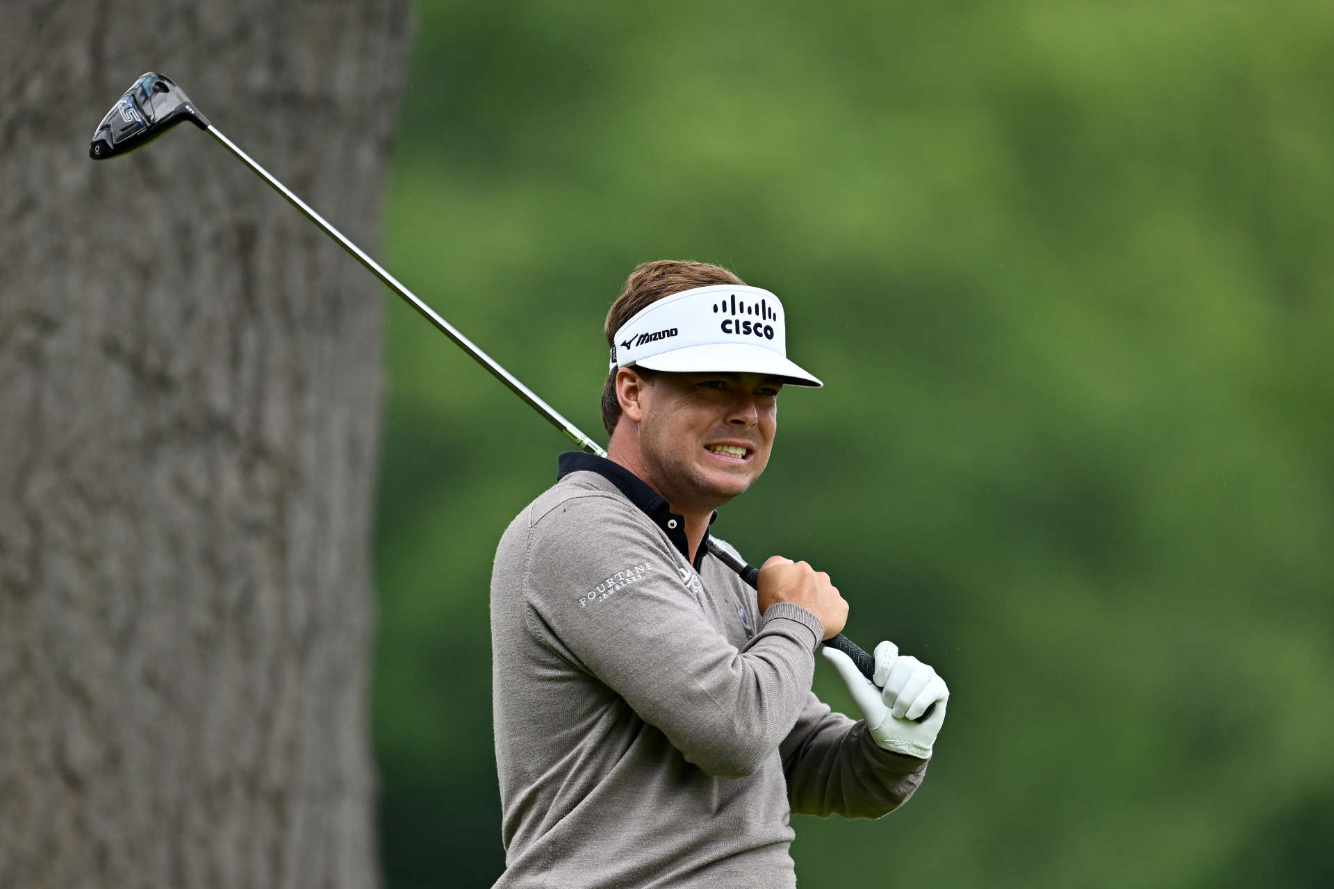 HAMILTON, ONTARIO - JUNE 02: Keith Mitchell of the United States reacts to his shot from the fourth tee during the final round of the RBC Canadian Open at Hamilton Golf & Country Club on June 02, 2024 in Hamilton, Ontario, Canada. (Photo by Minas Panagiotakis/Getty Images)