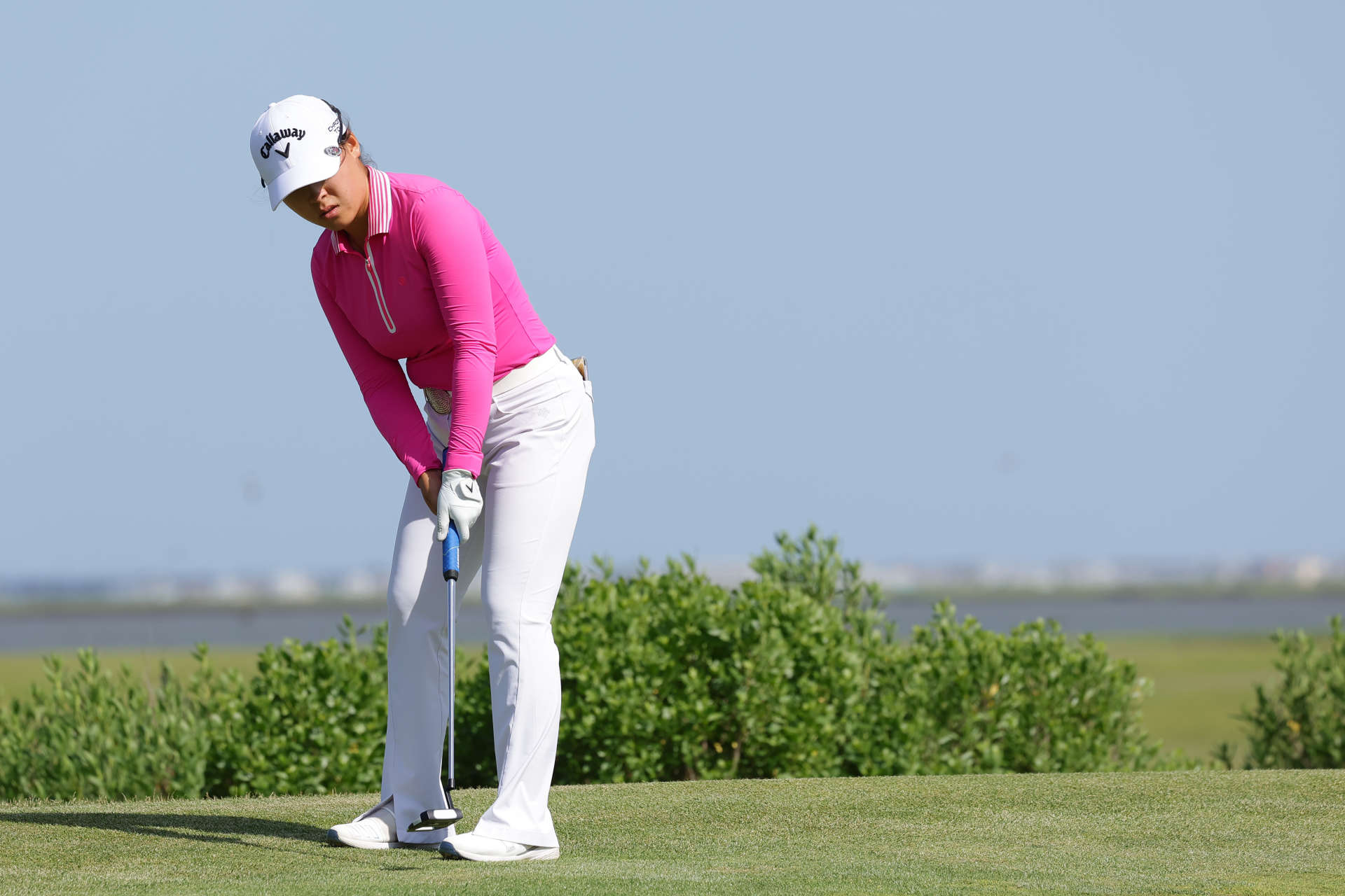 GALLOWAY, NEW JERSEY - JUNE 07: Mary Liu of China putts on the sixth green during the first round of the ShopRite LPGA Classic Presented by Acer at Seaview Bay Course on June 07, 2024 in Galloway, New Jersey. (Photo by Hunter Martin/Getty Images)