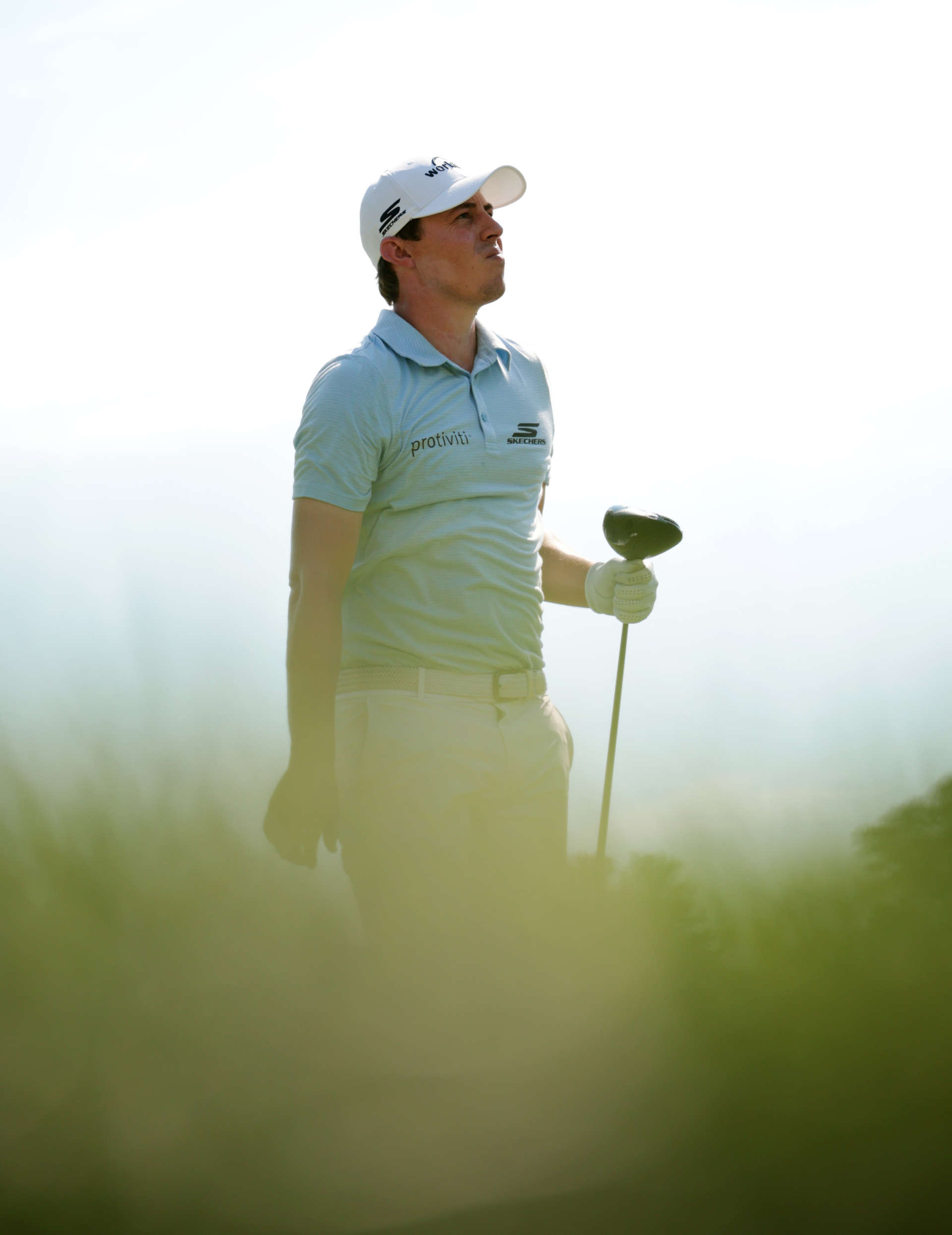CROMWELL, CONNECTICUT - JUNE 20: Matt Fitzpatrick of England reacts to his shot the 18th tee during the first round of the Travelers Championship at TPC River Highlands on June 20, 2024 in Cromwell, Connecticut. (Photo by James Gilbert/Getty Images)