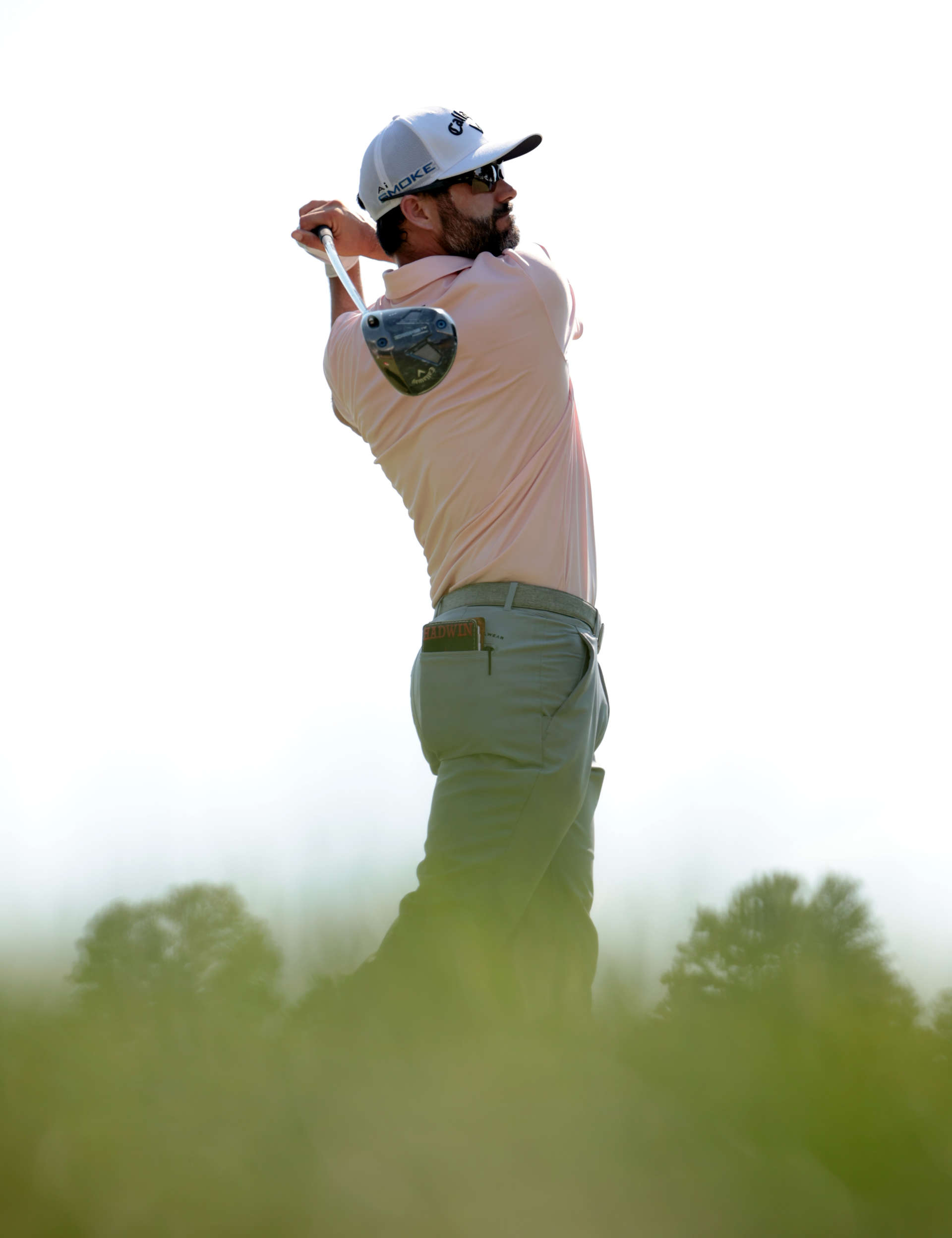 CROMWELL, CONNECTICUT - JUNE 20: Adam Hadwin of Canada plays his shot from the 18th tee during the first round of the Travelers Championship at TPC River Highlands on June 20, 2024 in Cromwell, Connecticut. (Photo by James Gilbert/Getty Images)