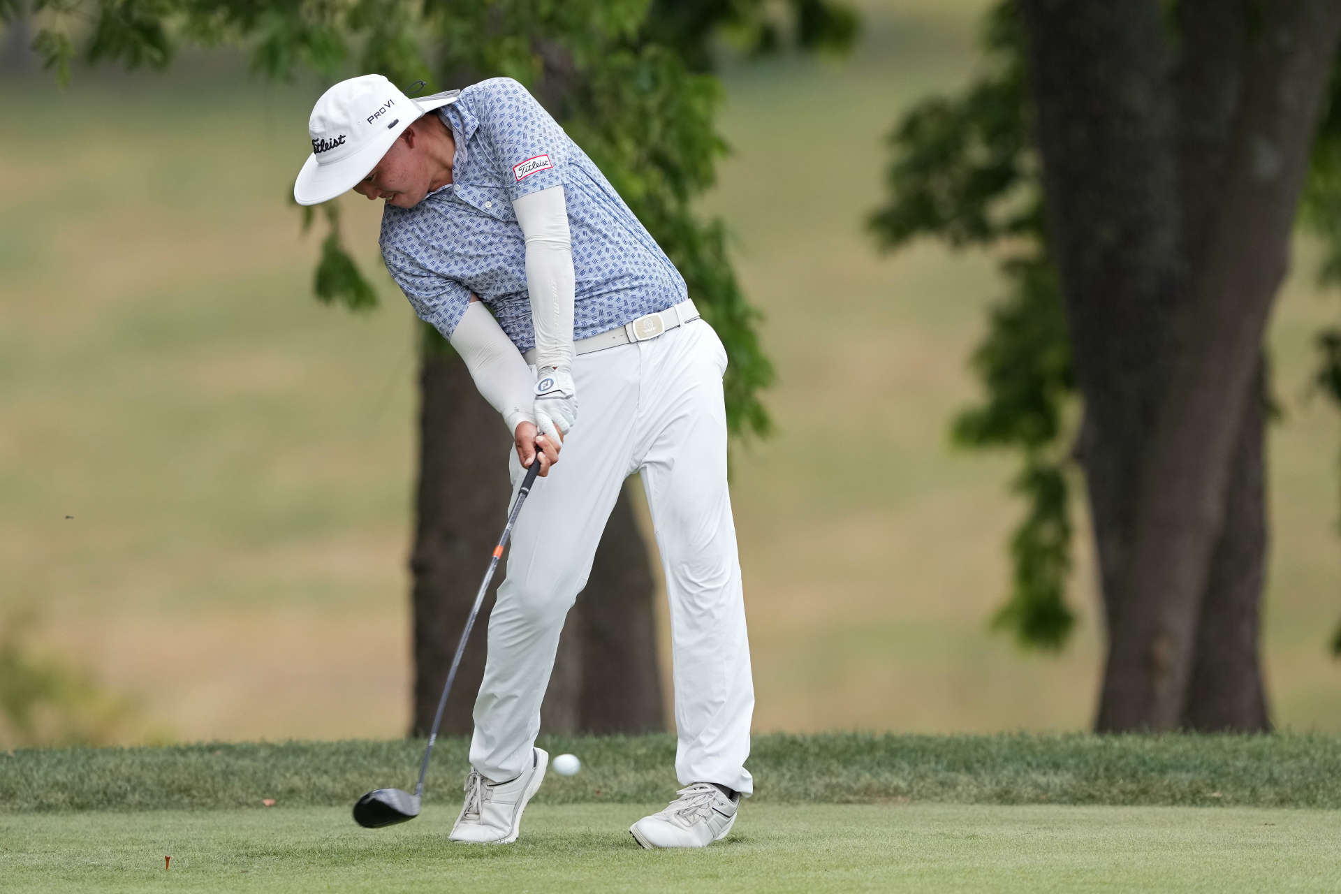 NICHOLASVILLE, KENTUCKY - JULY 11: Chen Guxin of China plays his shot from the third tee during the first round of the Kentucky Championship at Keene Trace Golf Club on July 11, 2024 in Nicholasville, Kentucky. (Photo by Dylan Buell/Getty Images)
