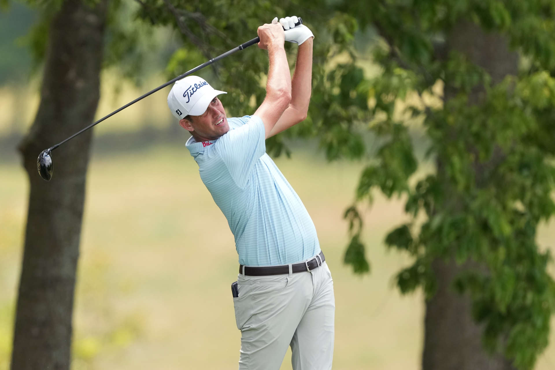 NICHOLASVILLE, KENTUCKY - JULY 11: Chesson Hadley of the United States plays his shot from the third tee during the first round of the Kentucky Championship at Keene Trace Golf Club on July 11, 2024 in Nicholasville, Kentucky. (Photo by Dylan Buell/Getty Images)