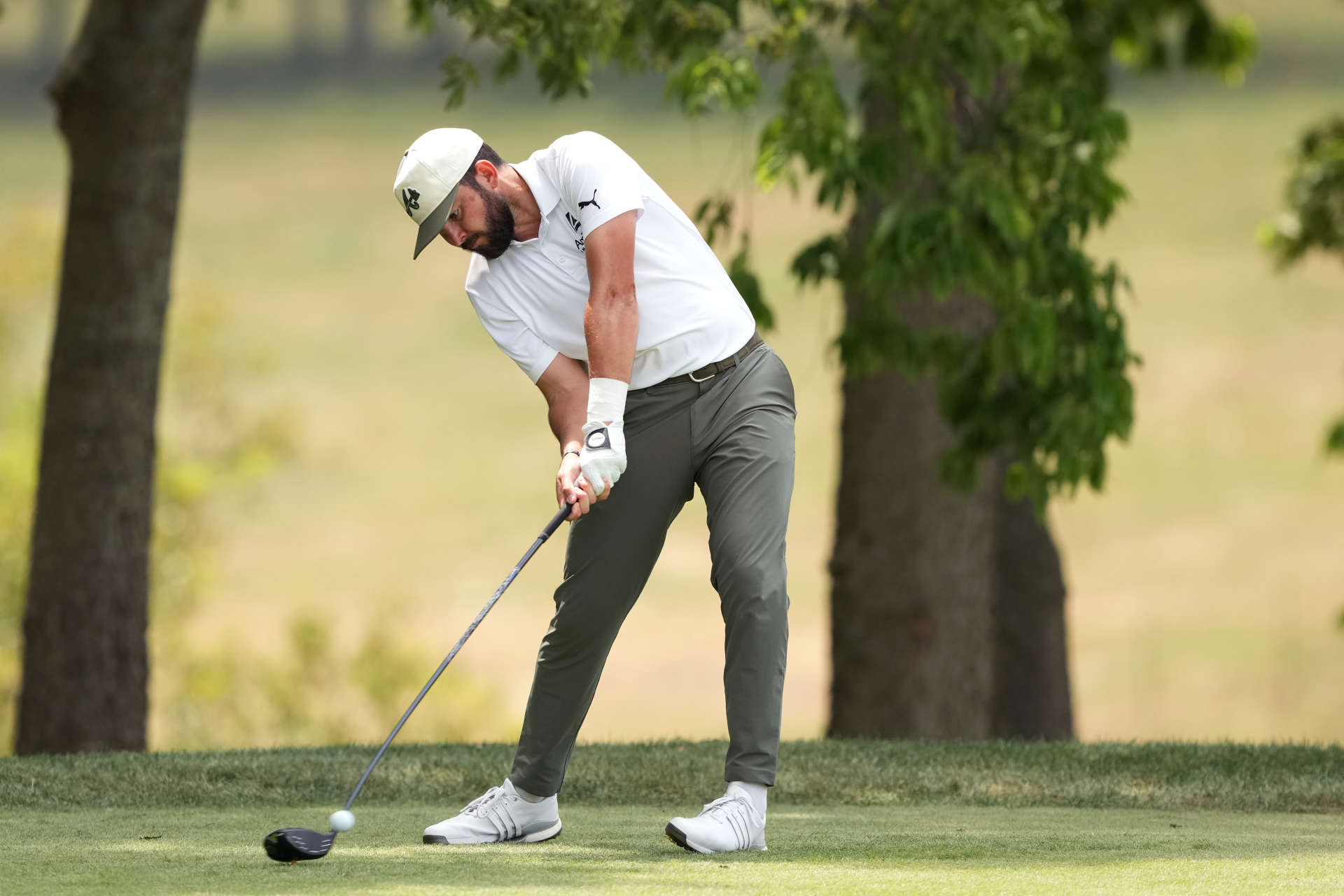 NICHOLASVILLE, KENTUCKY - JULY 11: Hayden Buckley of the United States plays his shot from the third tee during the first round of the Kentucky Championship at Keene Trace Golf Club on July 11, 2024 in Nicholasville, Kentucky. (Photo by Dylan Buell/Getty Images)