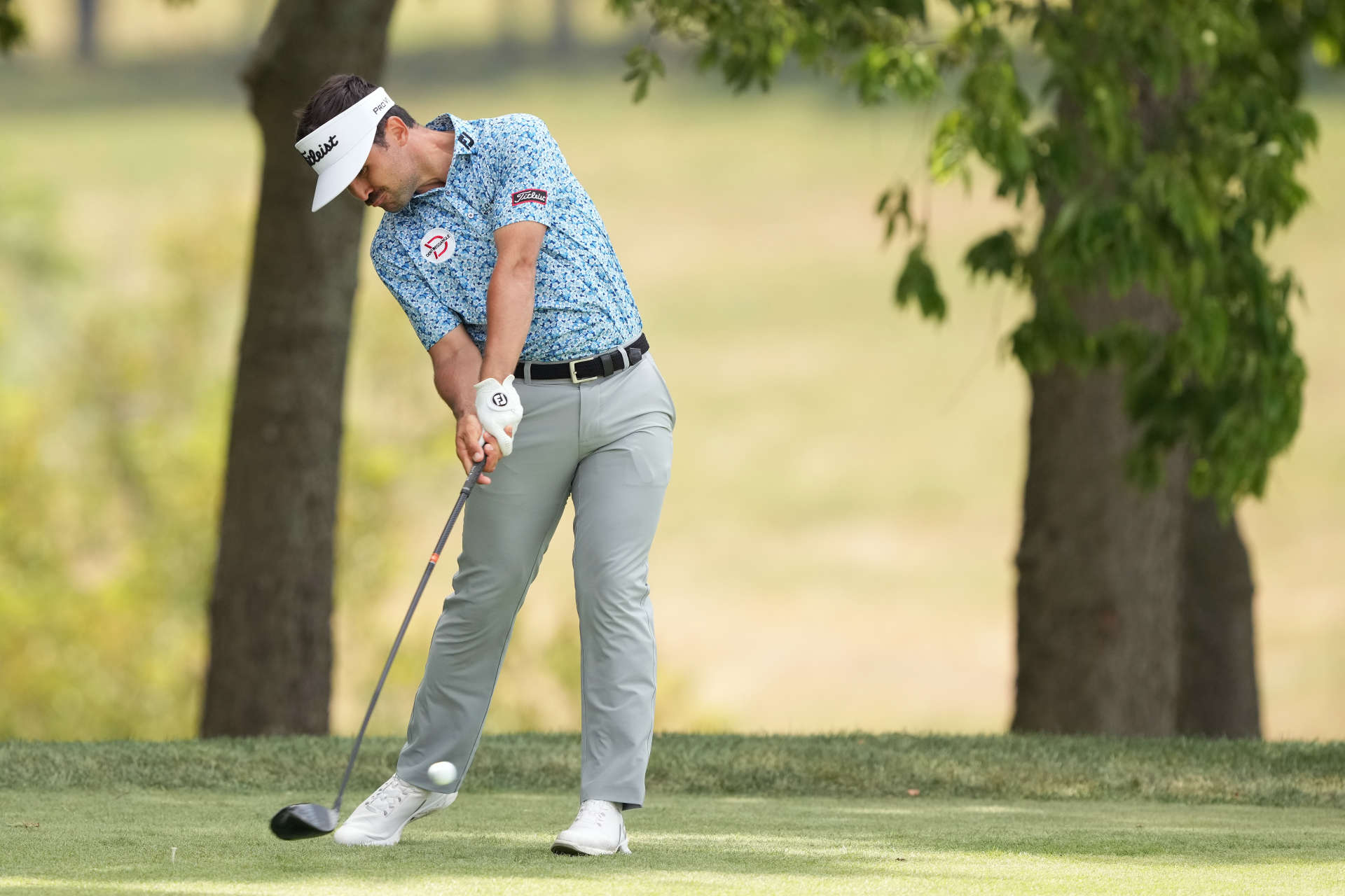 NICHOLASVILLE, KENTUCKY - JULY 11: David Ravetto of France plays his shot from the third tee during the first round of the Kentucky Championship at Keene Trace Golf Club on July 11, 2024 in Nicholasville, Kentucky. (Photo by Dylan Buell/Getty Images)