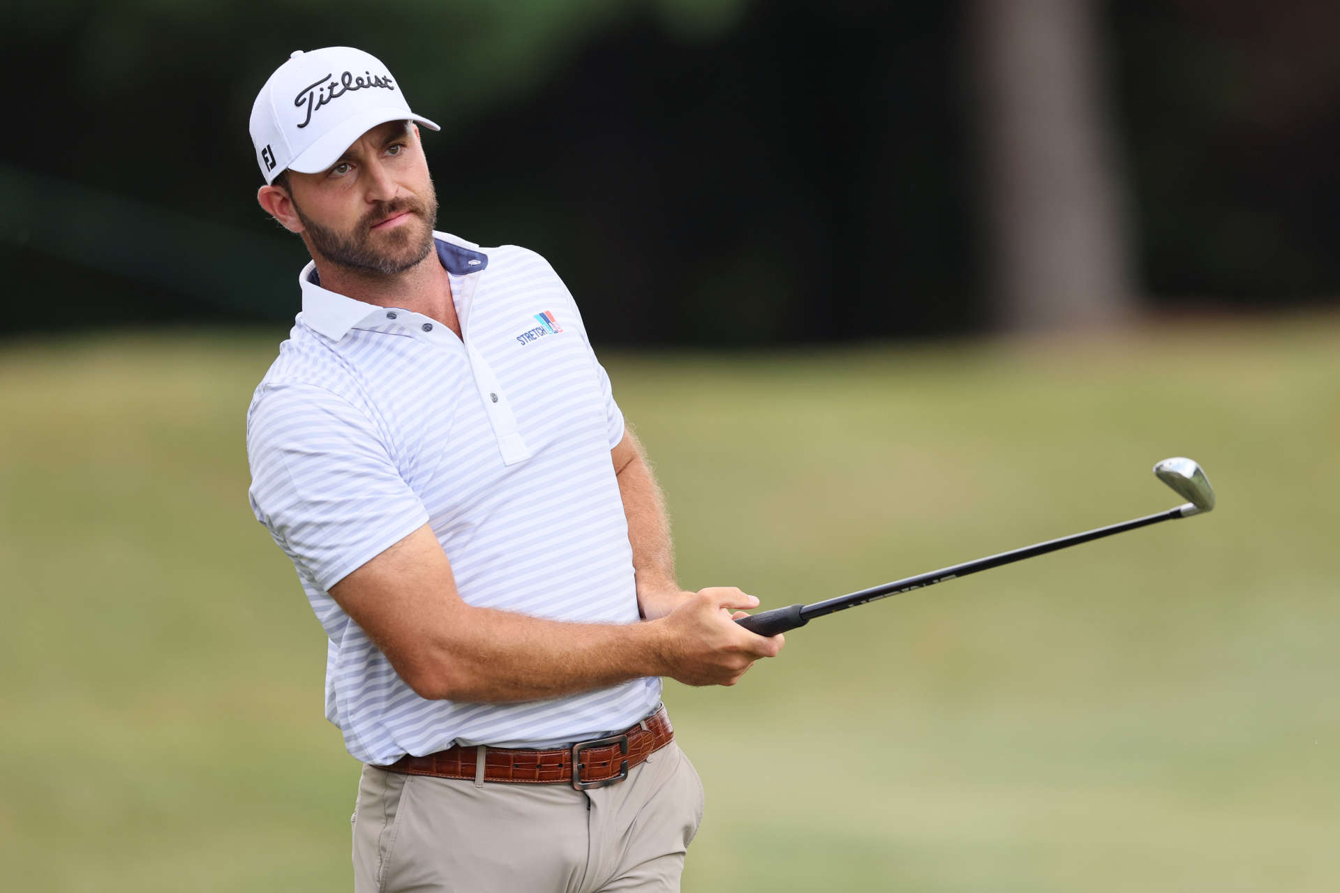 NICHOLASVILLE, KENTUCKY - JULY 11: Braden Shattuck of the United States plays his second shot on the 11th hole during the first round of the Kentucky Championship at Keene Trace Golf Club on July 11, 2024 in Nicholasville, Kentucky. (Photo by Andy Lyons/Getty Images)