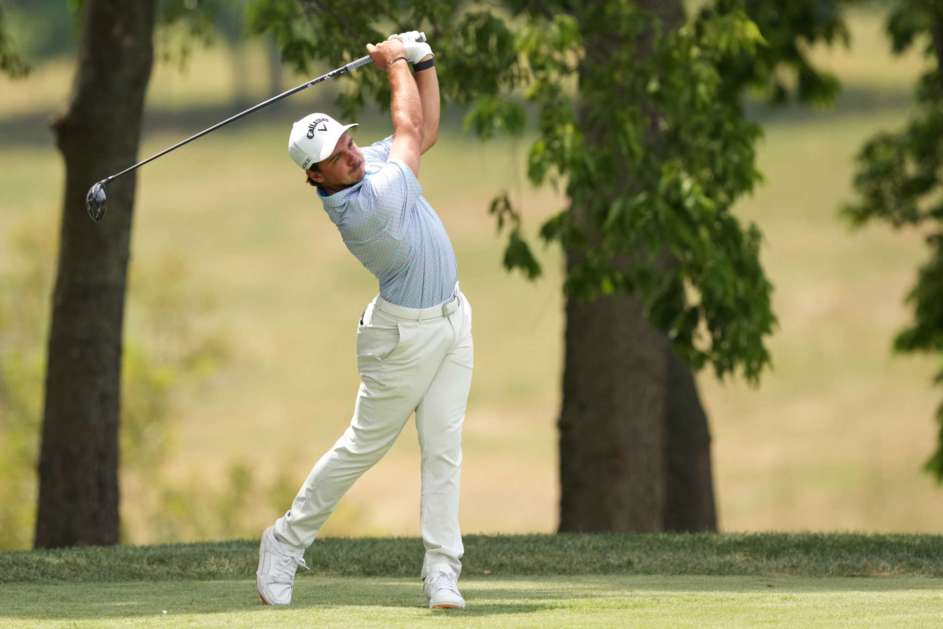 NICHOLASVILLE, KENTUCKY - JULY 11: David Micheluzzi of Australia plays his shot from the third tee during the first round of the Kentucky Championship at Keene Trace Golf Club on July 11, 2024 in Nicholasville, Kentucky. (Photo by Dylan Buell/Getty Images)