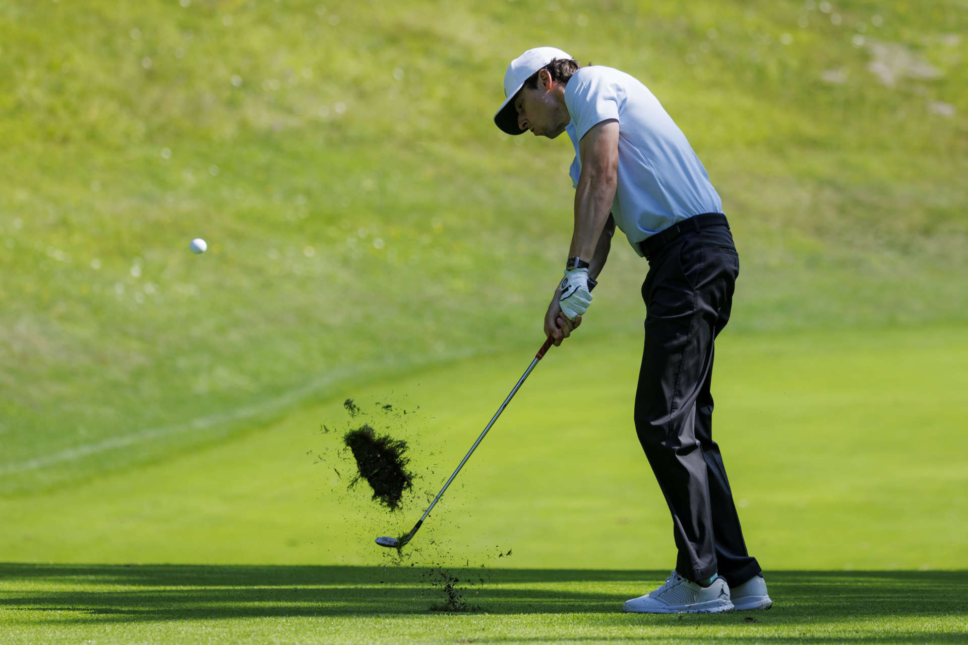 RAMSAU, AUSTRIA - JULY 19: Pep Angles of Spain hits his second shot on the second hole during day two of the Euram Bank Open at GC Adamstal on July 19, 2024 in Ramsau, Austria. (Photo by Jan Hetfleisch/Getty Images)