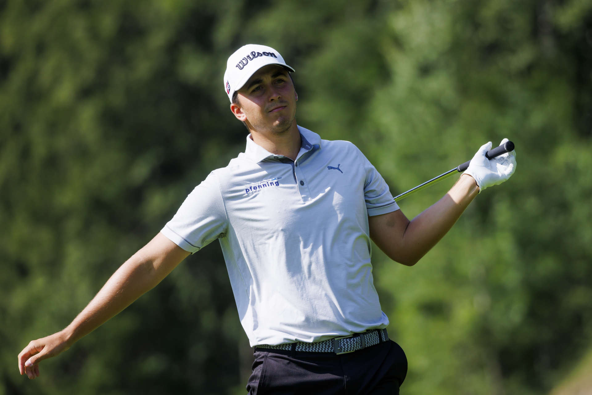 RAMSAU, AUSTRIA - JULY 19: Marc Hammer of Germany reacts after hitting hits his second shot on the third hole during day two of the Euram Bank Open at GC Adamstal on July 19, 2024 in Ramsau, Austria. (Photo by Jan Hetfleisch/Getty Images)