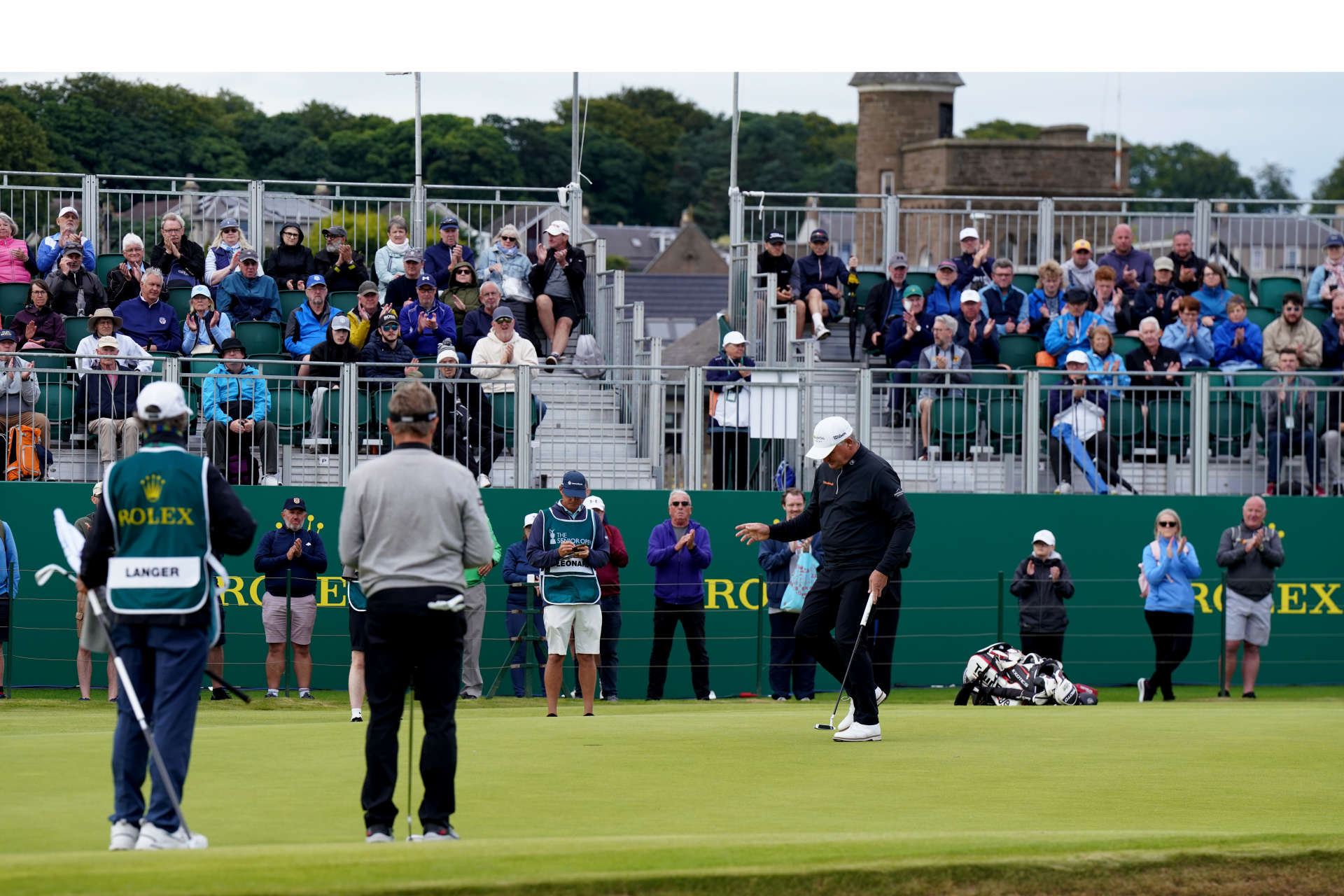 CARNOUSTIE, SCOTLAND - JULY 25: Paul Lawrie of Scotland in action during day one of the Senior Open Championship presented by Rolex at Carnoustie Golf Links on July 25, 2024 in Carnoustie, Scotland.  (Photo by Phil Inglis/Getty Images)