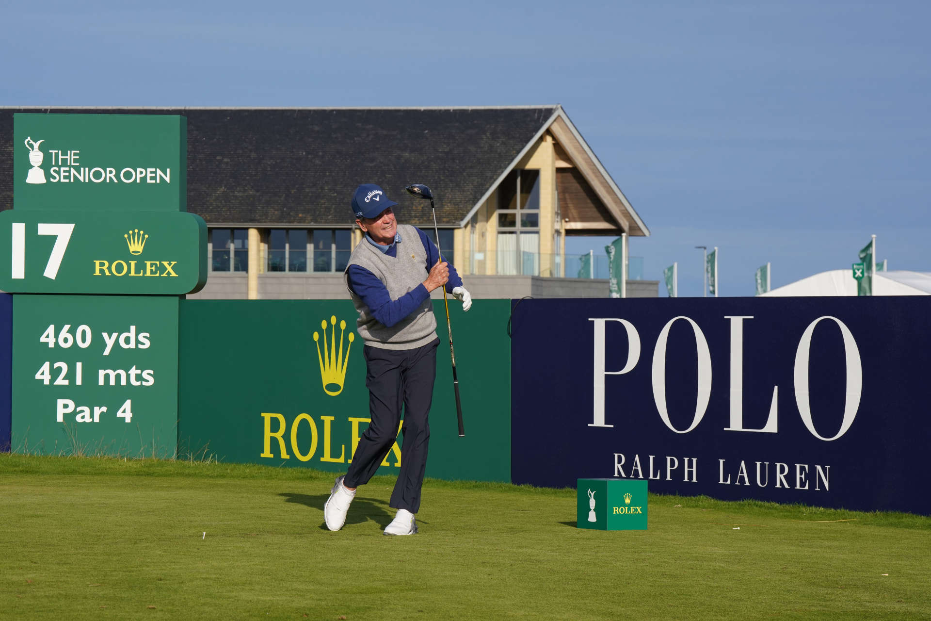 CARNOUSTIE, SCOTLAND - JULY 25: Mark McNulty of Ireland in action during day one of the Senior Open Championship presented by Rolex at Carnoustie Golf Links on July 25, 2024 in Carnoustie, Scotland.  (Photo by Phil Inglis/Getty Images)