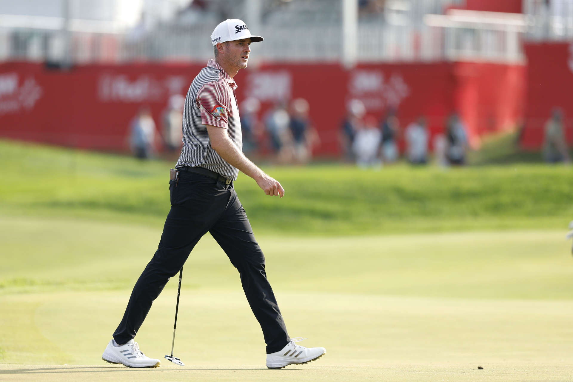 BLAINE, MINNESOTA - JULY 26: Taylor Pendrith of Canada looks on from the 18th green during the second round of the 3M Open at TPC Twin Cities on July 26, 2024 in Blaine, Minnesota. (Photo by David Berding/Getty Images)