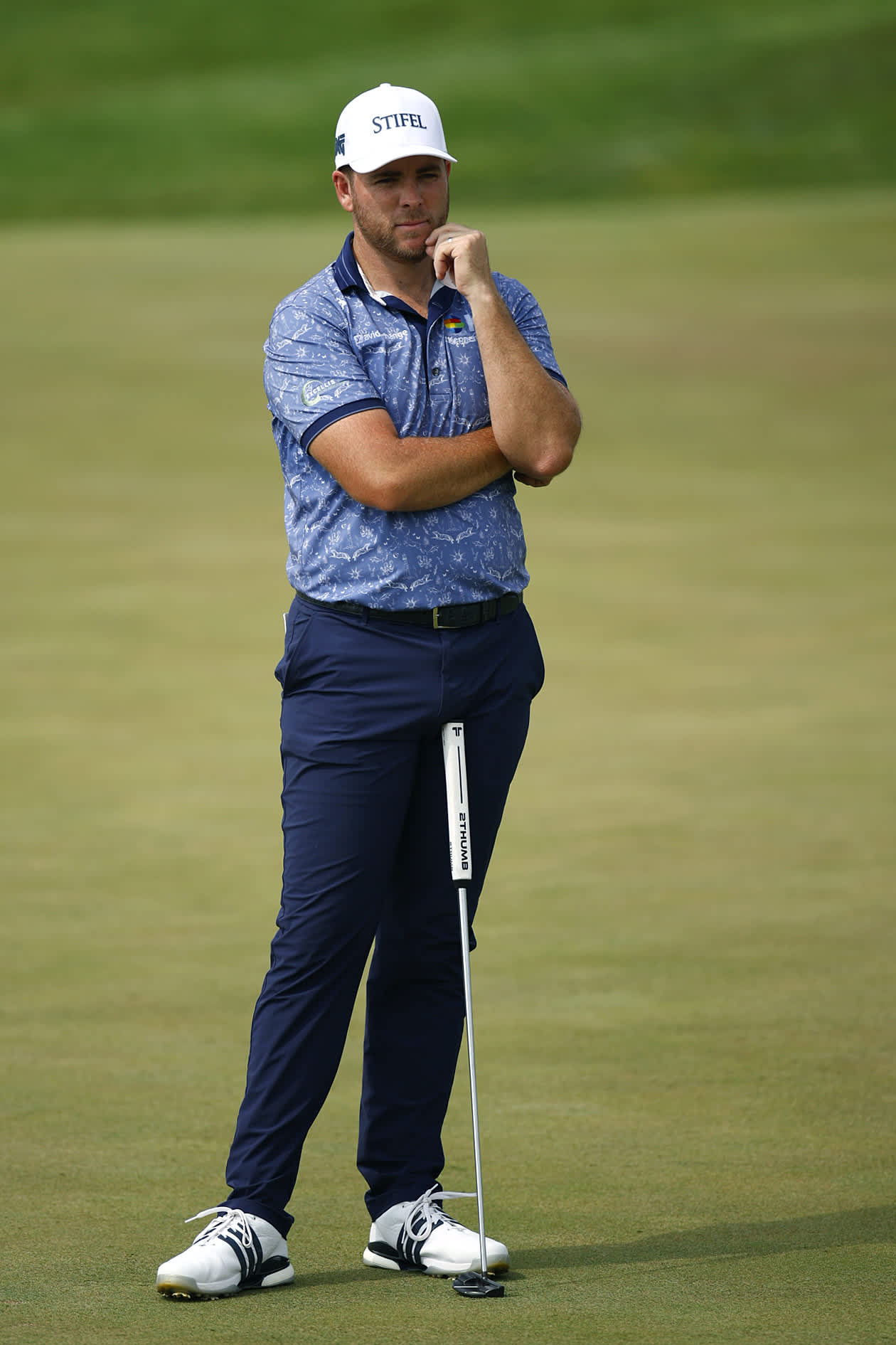 BLAINE, MINNESOTA - JULY 26: Luke List of the United States looks on from the ninth green during the second round of the 3M Open at TPC Twin Cities on July 26, 2024 in Blaine, Minnesota. (Photo by Mike Ehrmann/Getty Images)