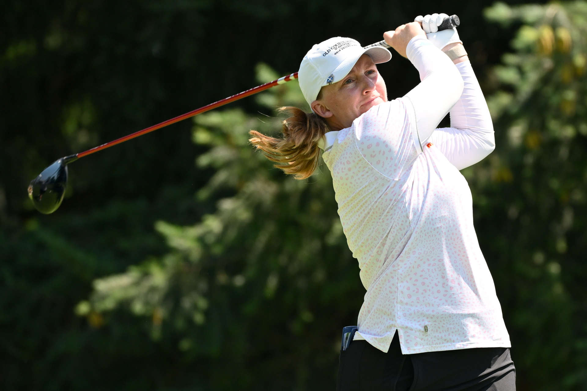 PORTLAND, OREGON - AUGUST 01: Gemma Dryburgh of Scotland plays her shot from the 14th tee during the first round of the Portland Classic at Columbia Edgewater Country Club on August 01, 2024 in Portland, Oregon. (Photo by Alika Jenner/Getty Images)