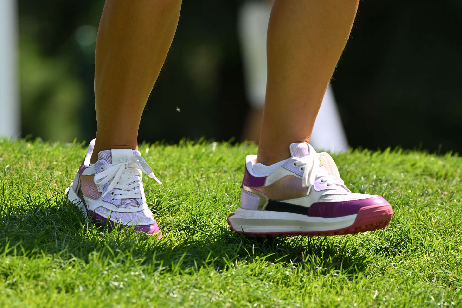 PORTLAND, OREGON - AUGUST 01: Kelly Tan of Malaysia, shoe detail, walks during the first round of the Portland Classic at Columbia Edgewater Country Club on August 01, 2024 in Portland, Oregon. (Photo by Alika Jenner/Getty Images)