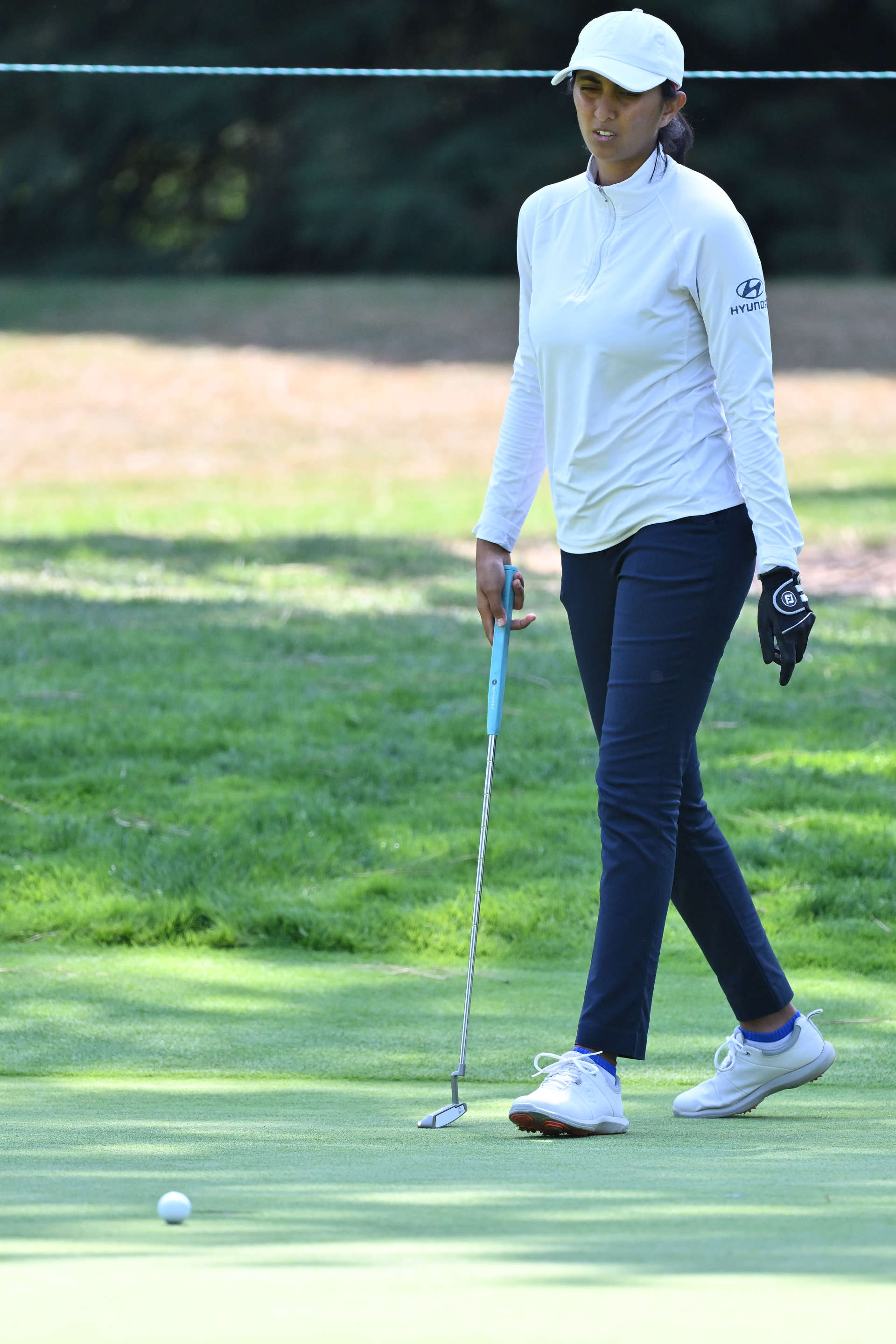 PORTLAND, OREGON - AUGUST 01: Aditi Ashok of India putts on the 13th green during the first round of the Portland Classic at Columbia Edgewater Country Club on August 01, 2024 in Portland, Oregon. (Photo by Alika Jenner/Getty Images)
