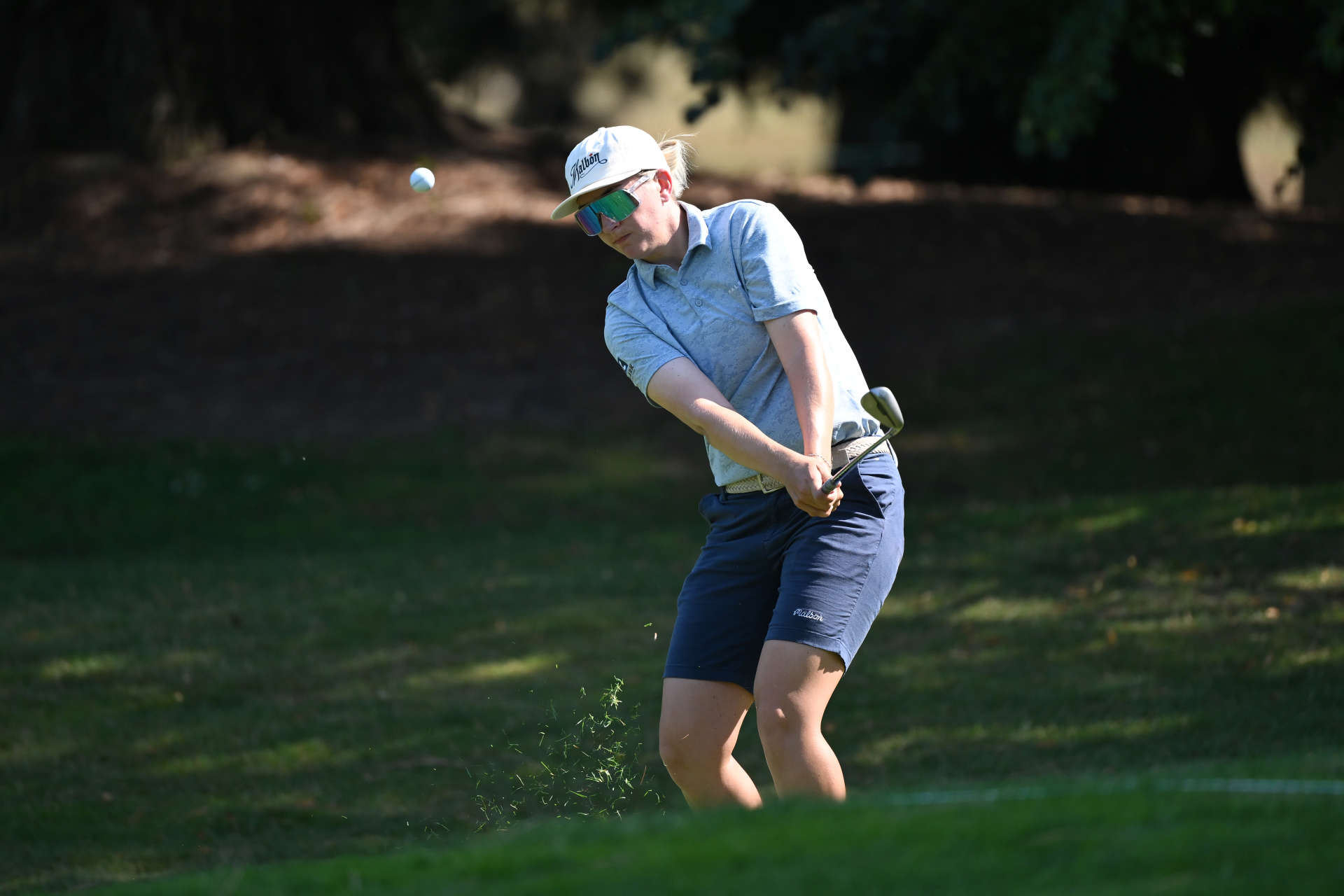 PORTLAND, OREGON - AUGUST 01: Gigi Stoll of the United States chips on the 13th green during the first round of the Portland Classic at Columbia Edgewater Country Club on August 01, 2024 in Portland, Oregon. (Photo by Alika Jenner/Getty Images)