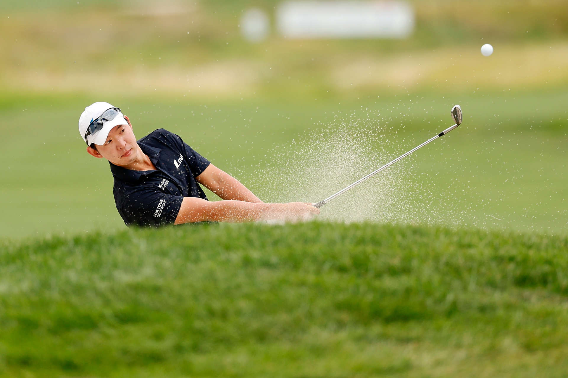 OMAHA, NEBRASKA - AUGUST 10: S.Y. Noh of South Korea plays his shot on the 18th hole during the third round of the Pinnacle Bank Championship presented by Woodhouse at The Club at Indian Creek on August 10, 2024 in Omaha, Nebraska. (Photo by David Berding/Getty Images)