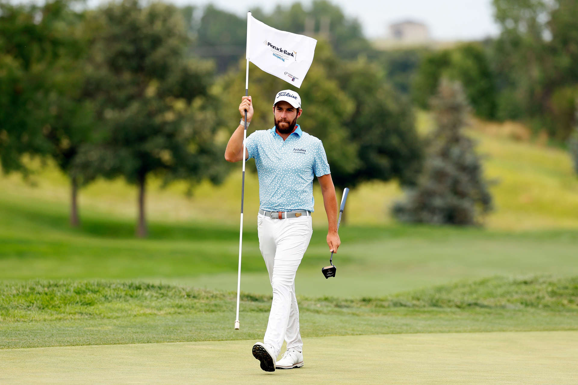OMAHA, NEBRASKA - AUGUST 10: Thomas Rosenmueller of Germany walks along the 18th hole during the third round of the Pinnacle Bank Championship presented by Woodhouse at The Club at Indian Creek on August 10, 2024 in Omaha, Nebraska. (Photo by David Berding/Getty Images)