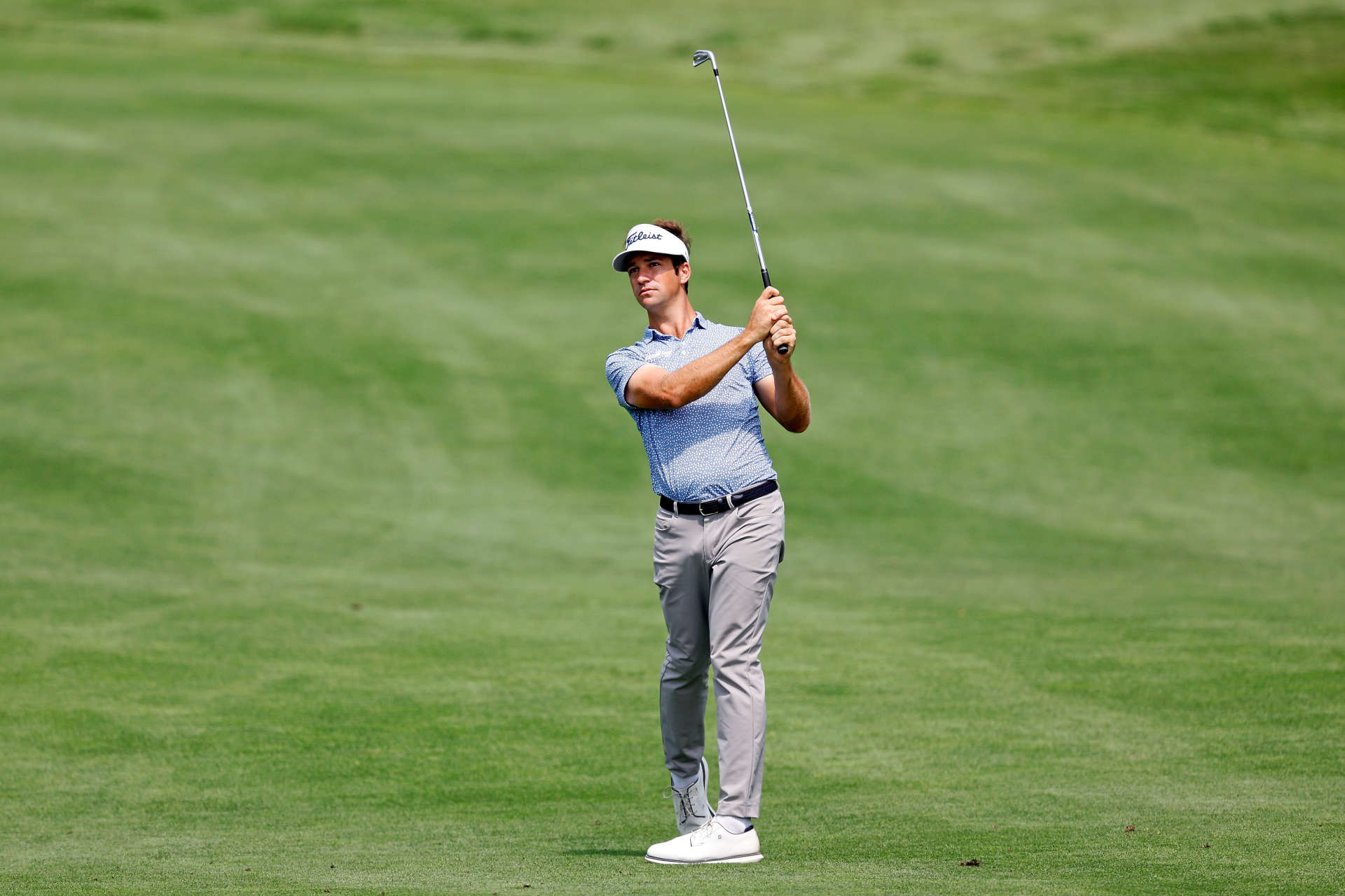 OMAHA, NEBRASKA - AUGUST 10: Thomas Cone of the United States plays his shot on the ninth hole during the third round of the Pinnacle Bank Championship presented by Woodhouse at The Club at Indian Creek on August 10, 2024 in Omaha, Nebraska. (Photo by David Berding/Getty Images)