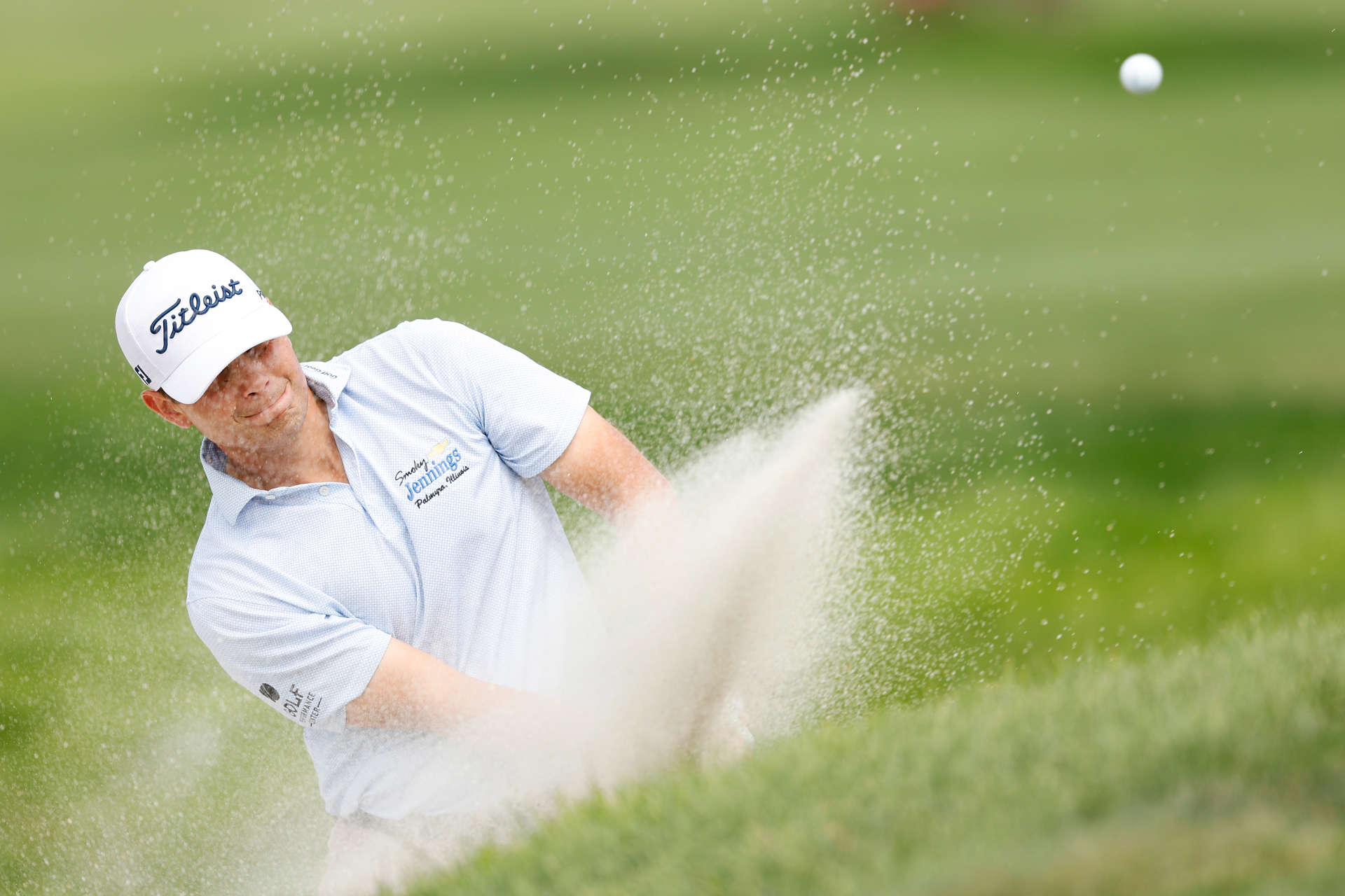OMAHA, NEBRASKA - AUGUST 10: John VanDerLaan of the United States plays his shot on the ninth hole during the third round of the Pinnacle Bank Championship presented by Woodhouse at The Club at Indian Creek on August 10, 2024 in Omaha, Nebraska. (Photo by David Berding/Getty Images)