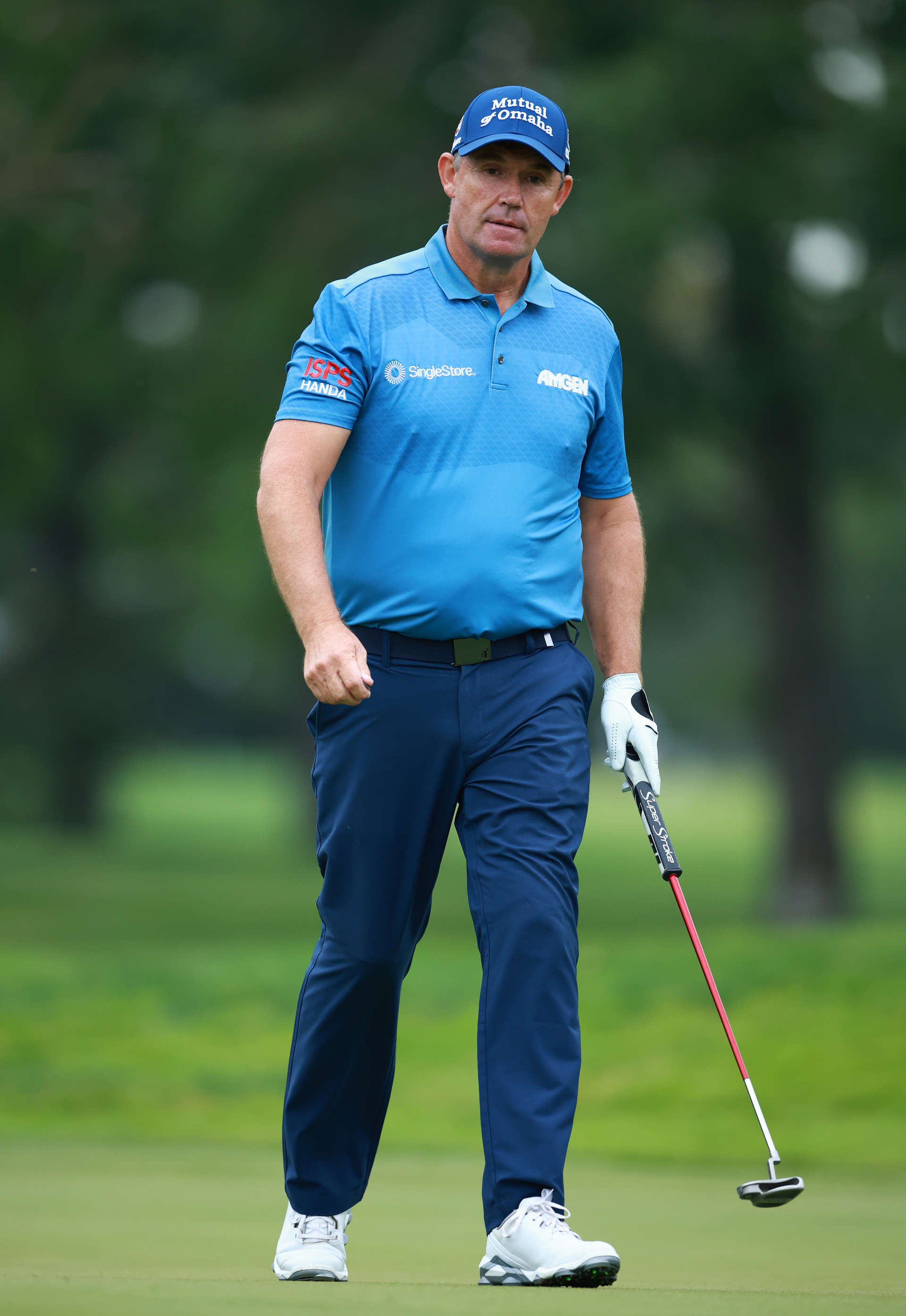 CALGARY, CANADA - AUGUST 16:  Padraig Harrington of Ireland walks onto the 6th green during the first round of the Rogers Charity Classic at Canyon Meadows Golf & CC on August 16, 2024 in Calgary, Alberta, Canada.  (Photo by Vaughn Ridley/Getty Images)