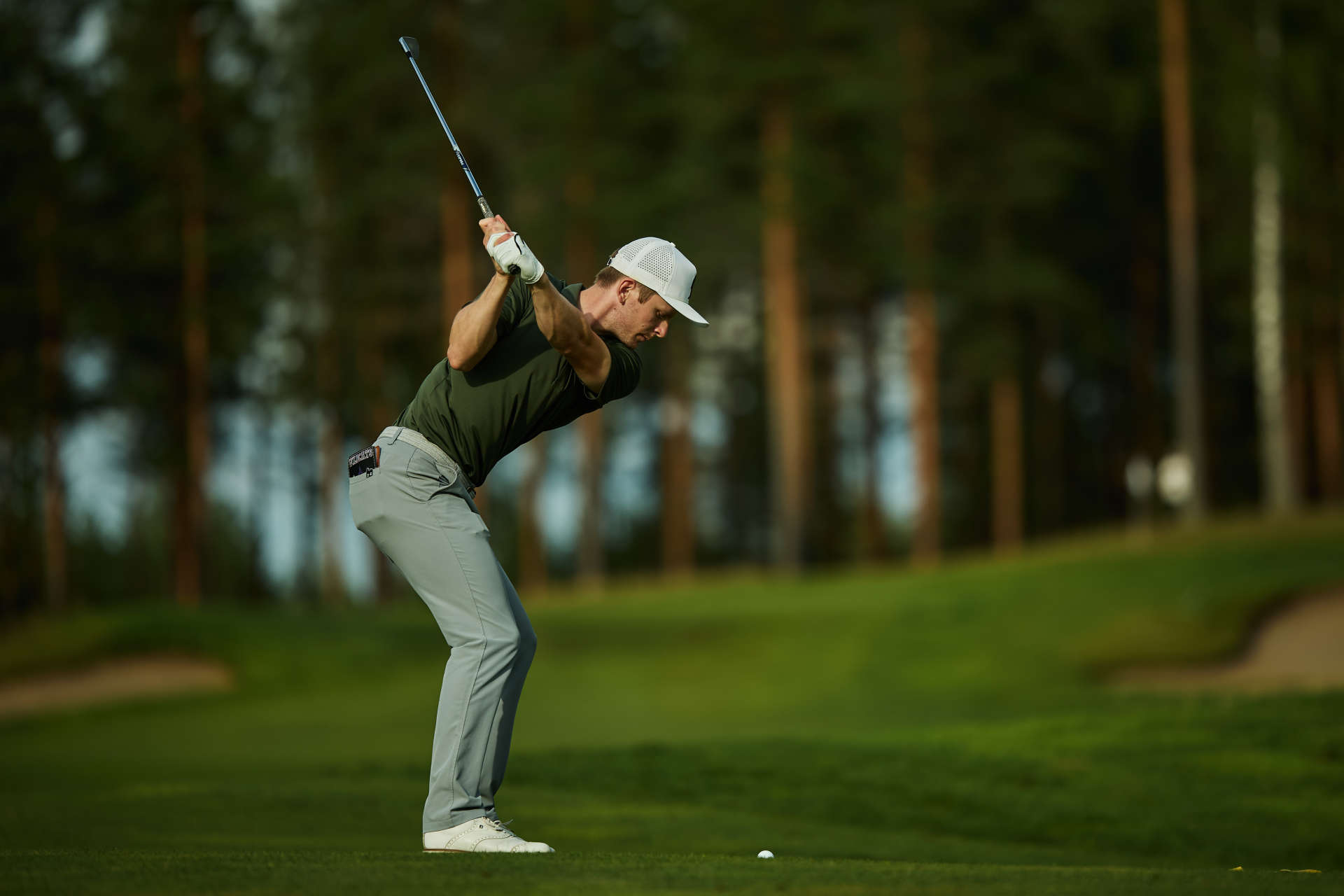 VIERUMAKI, FINLAND - AUGUST 17: David Nyfjall of Sweden plays a shot on day three of the Vierumaki Finnish Challenge supported by Finnish Golf Union 2024 at Vierumäki Resort on August 17, 2024 in Vierumaki, Finland. (Photo by Joosep Martinson/Getty Images)