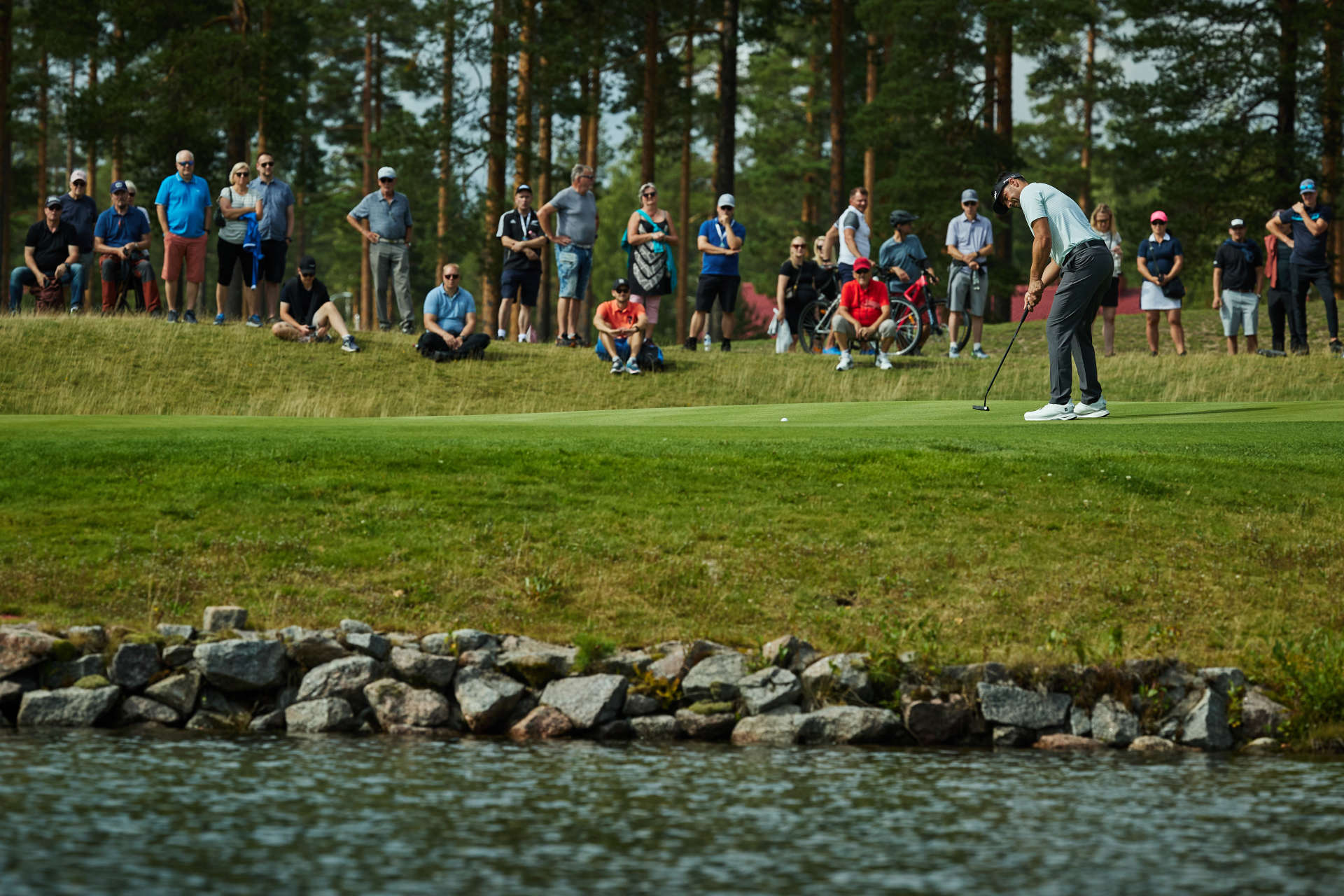 VIERUMAKI, FINLAND - AUGUST 17: Lee Slattery of England putts on day three of the Vierumaki Finnish Challenge supported by Finnish Golf Union 2024 at Vierumäki Resort on August 17, 2024 in Vierumaki, Finland. (Photo by Joosep Martinson/Getty Images)