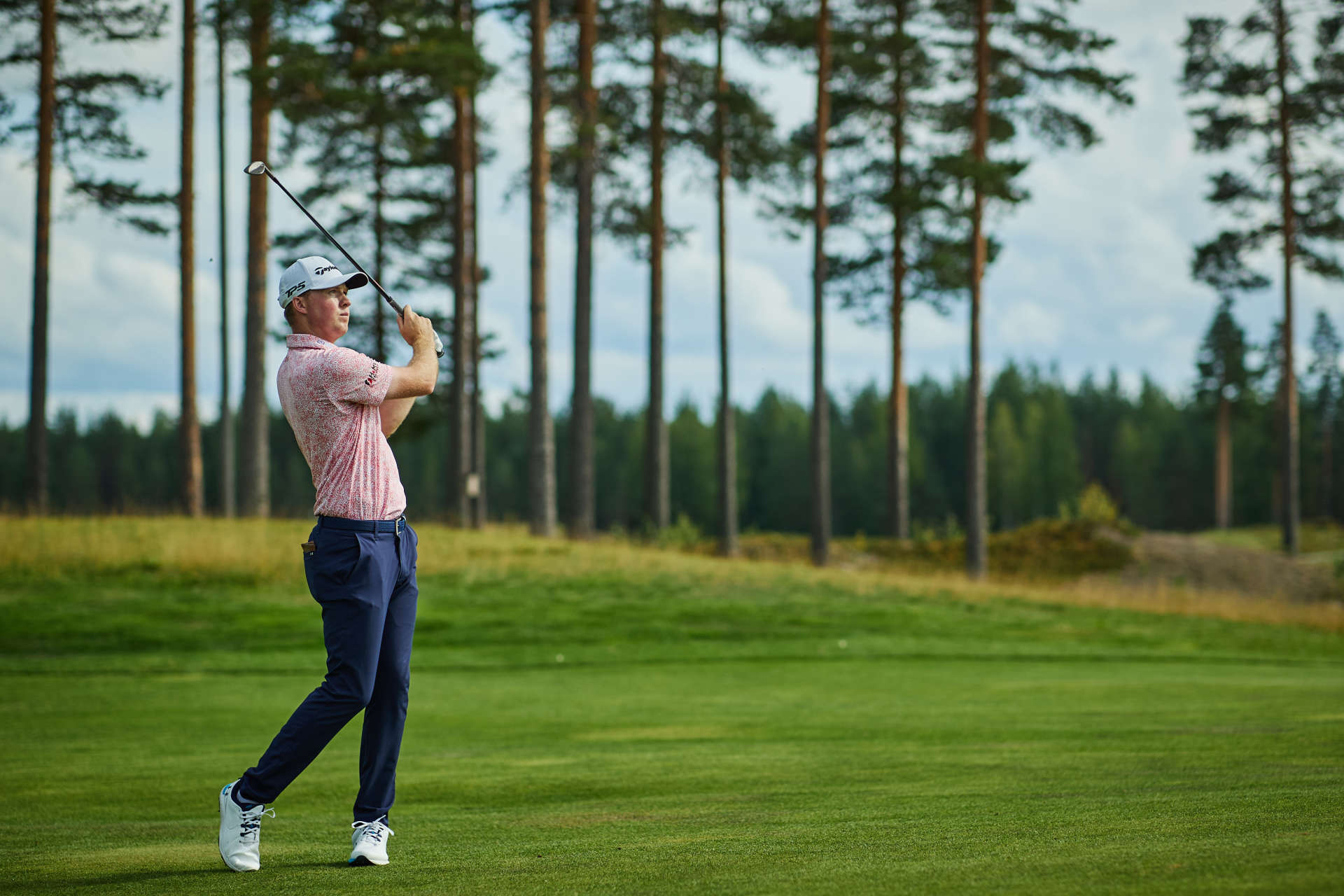 VIERUMAKI, FINLAND - AUGUST 17: Mark Power of Ireland plays a shot on day three of the Vierumaki Finnish Challenge supported by Finnish Golf Union 2024 at Vierumäki Resort on August 17, 2024 in Vierumaki, Finland. (Photo by Joosep Martinson/Getty Images)