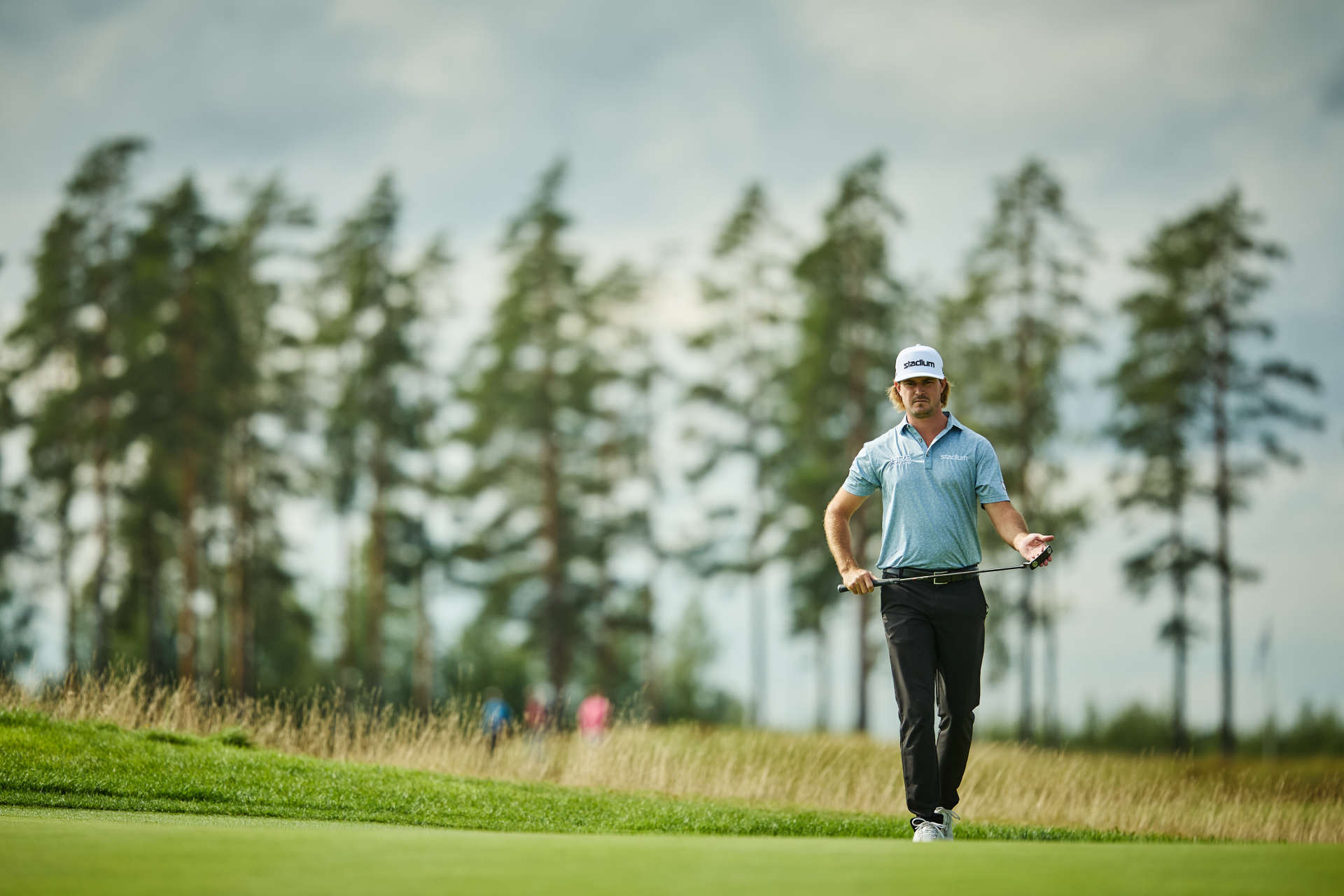 VIERUMAKI, FINLAND - AUGUST 17: Christofer Blomstrand of Sweden prepares to putt on day three of the Vierumaki Finnish Challenge supported by Finnish Golf Union 2024 at Vierumäki Resort on August 17, 2024 in Vierumaki, Finland. (Photo by Joosep Martinson/Getty Images)