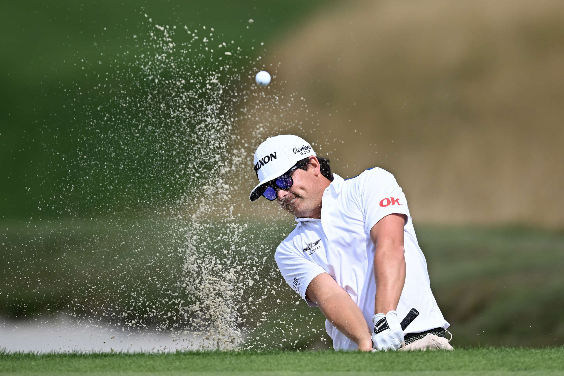 PRAGUE, CZECH REPUBLIC - AUGUST 18: Darius van Driel of Netherlands plays his fourth shot on the 18th hole on day four of the D+D REAL Czech Masters at PGA National OAKS Prague on August 18, 2024 in Prague, Czech Republic. (Photo by Octavio Passos/Getty Images)