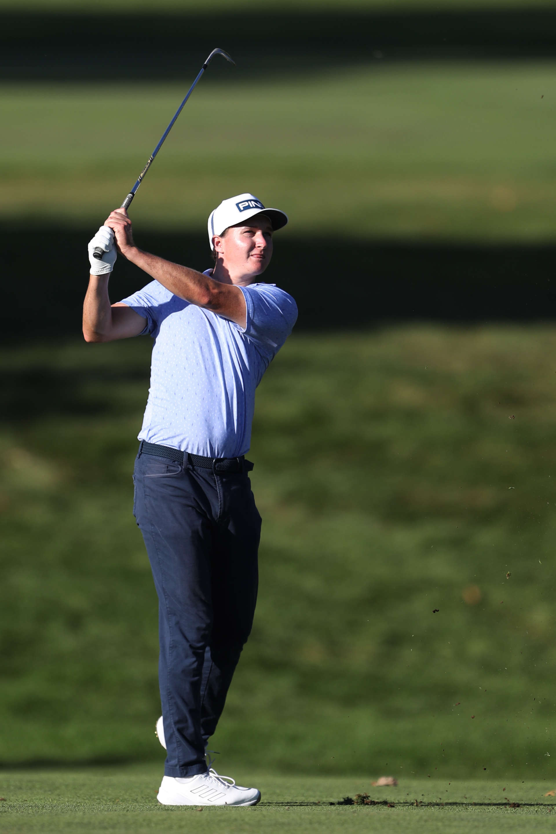 COLUMBUS, OHIO - SEPTEMBER 21: Matt McCarty of the United States plays a shot on the 18th hole during the third round of the Nationwide Children's Hospital Championship 2024 at Ohio State University Golf Club on September 21, 2024 in Columbus, Ohio. (Photo by Raj Mehta/Getty Images)