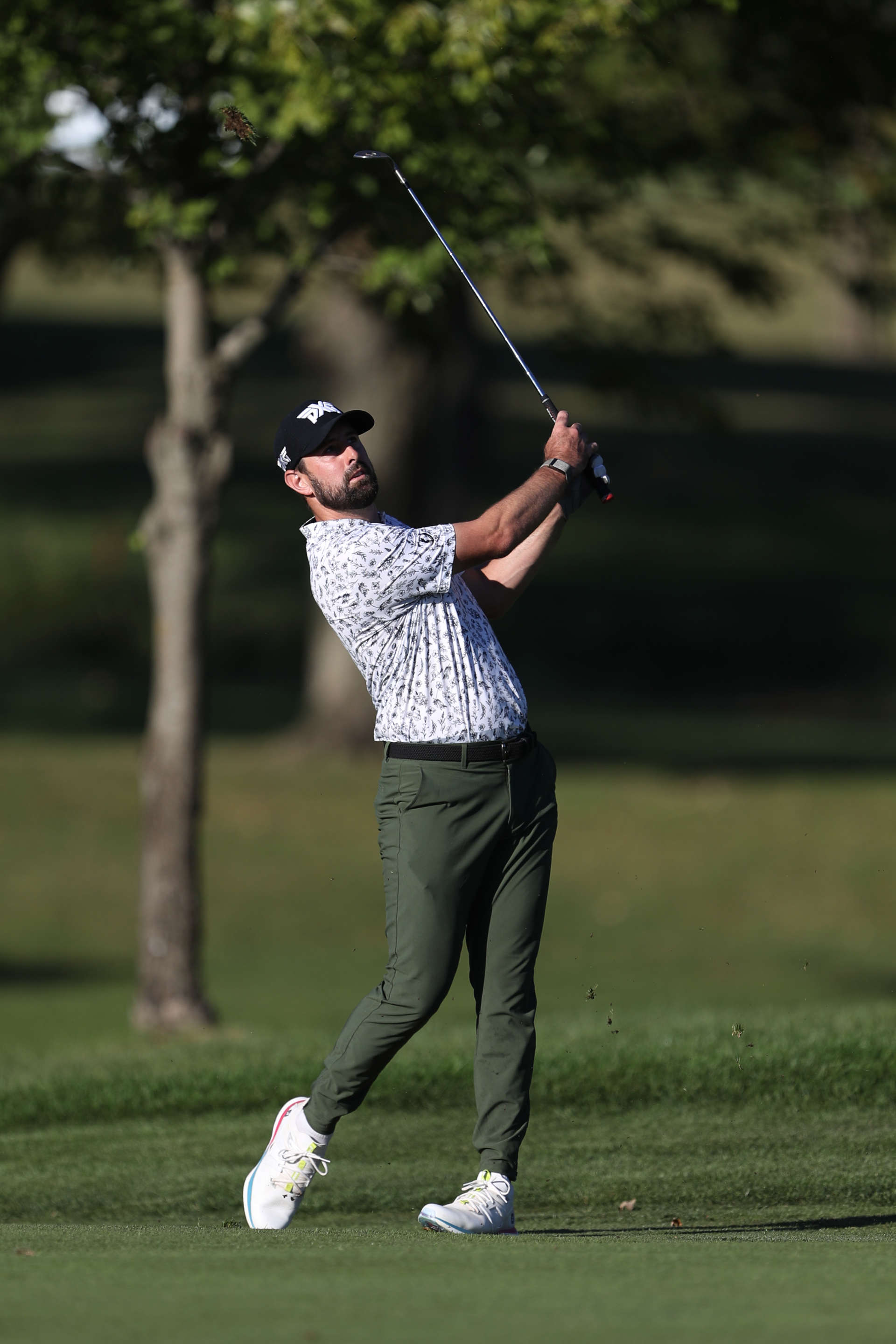 COLUMBUS, OHIO - SEPTEMBER 21: Cristobal Del Solar of Chile plays a shot on the 18th hole during the third round of the Nationwide Children's Hospital Championship 2024 at Ohio State University Golf Club on September 21, 2024 in Columbus, Ohio. (Photo by Raj Mehta/Getty Images)