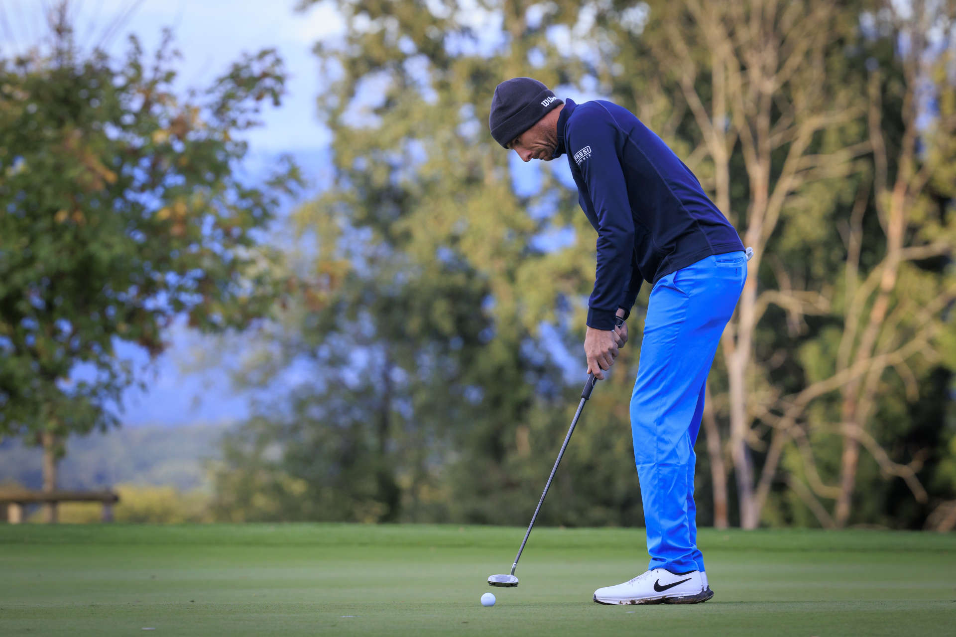 FOLGENSBOURG, FRANCE - SEPTEMBER 27: Benjamin Hebert of France putts on the first green on day two of the Swiss Challenge 2024 at Golf Saint Apollinaire on September 27, 2024 in Folgensbourg, France. (Photo by Jan Hetfleisch/Getty Images)