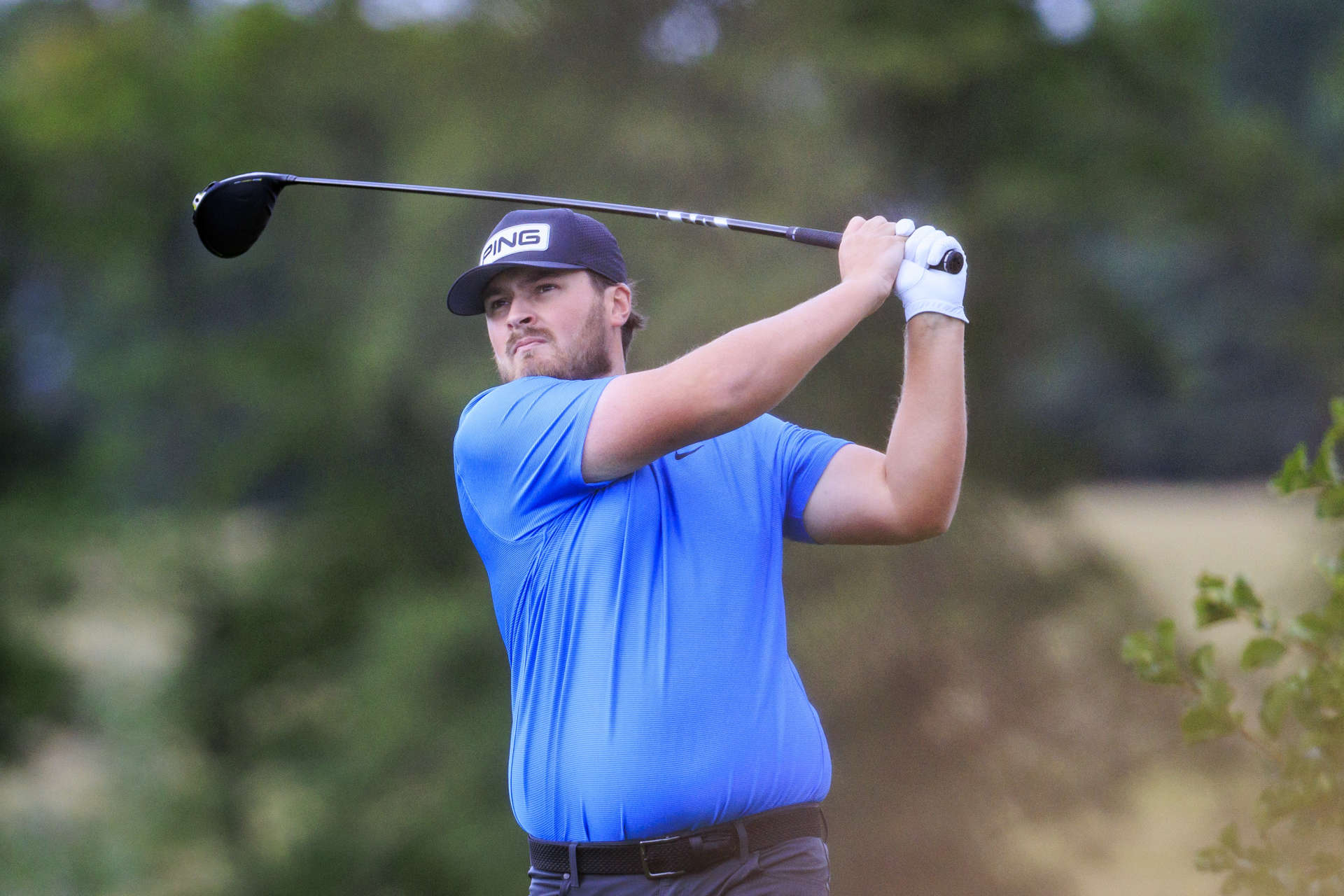 FOLGENSBOURG, FRANCE - SEPTEMBER 27: Pierre Pineau of France tees off at the twelfth holon day two of the Swiss Challenge 2024 at Golf Saint Apollinaire on September 27, 2024 in Folgensbourg, France. (Photo by Jan Hetfleisch/Getty Images)