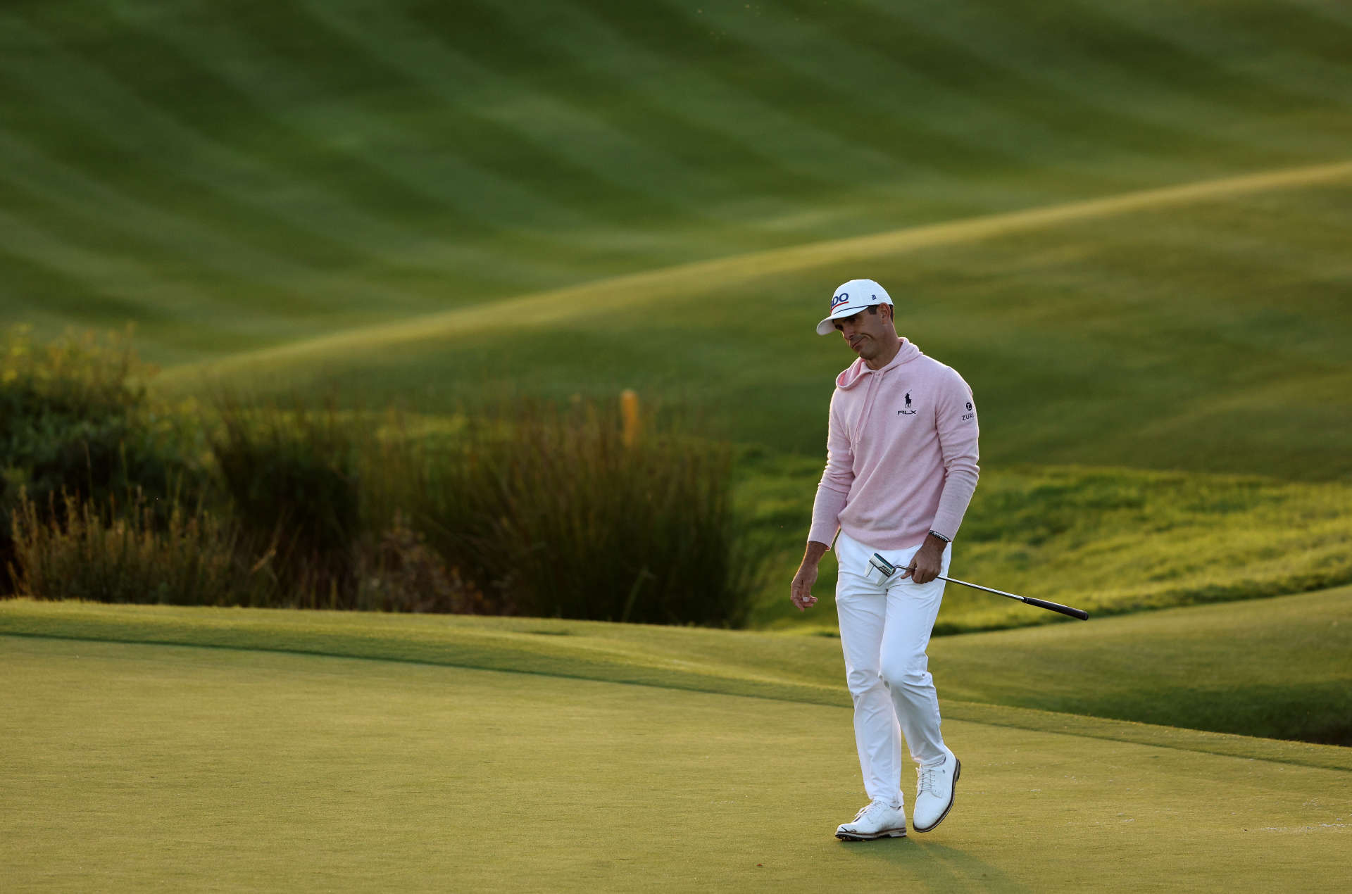 GUYANCOURT, FRANCE - OCTOBER 11: Billy Horschel of The United States reacts to a missed putt on the 18th green during the second round of the FedEx Open de France 2024 at Le Golf National on October 11, 2024 in Guyancourt, France. (Photo by Warren Little/Getty Images)