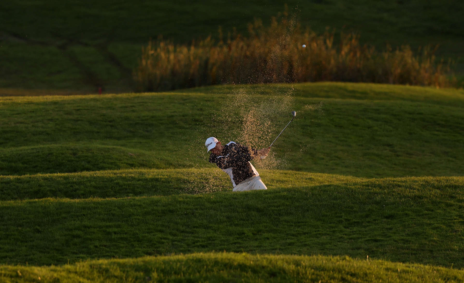 GUYANCOURT, FRANCE - OCTOBER 11: Rasmus Neergaard -Petersen of Denmark plays his second shot on the 18th hole during the second round of the FedEx Open de France 2024 at Le Golf National on October 11, 2024 in Guyancourt, France. (Photo by Warren Little/Getty Images)