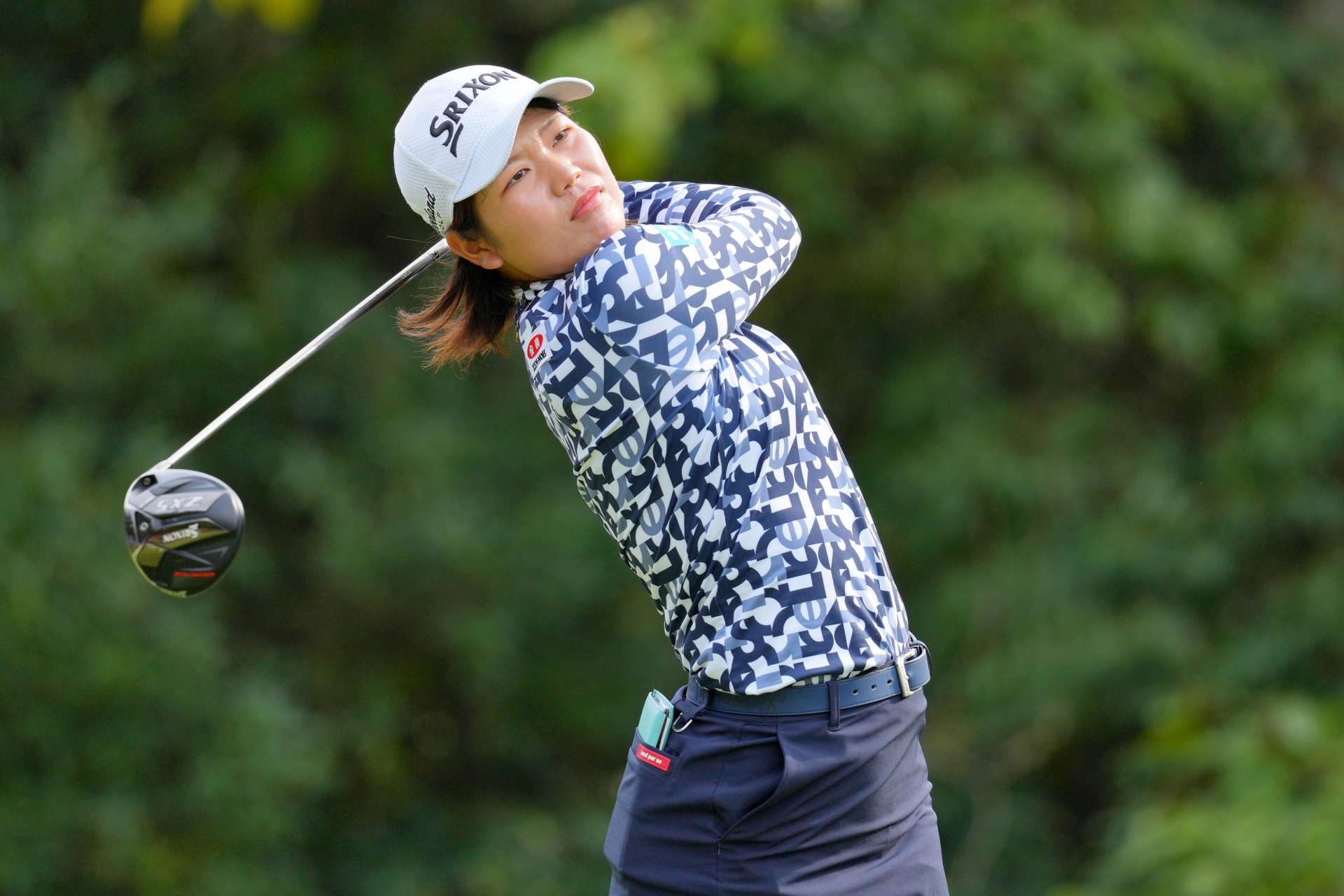 OTSU, JAPAN - OCTOBER 31: Kokona Sakurai of Japan hits her tee shot on the 7th hole during the first round of the TOTO Japan Classic 2024 at Seta Golf Course on October 31, 2024 in Otsu, Shiga, Japan. (Photo by Yoshimasa Nakano/Getty Images)