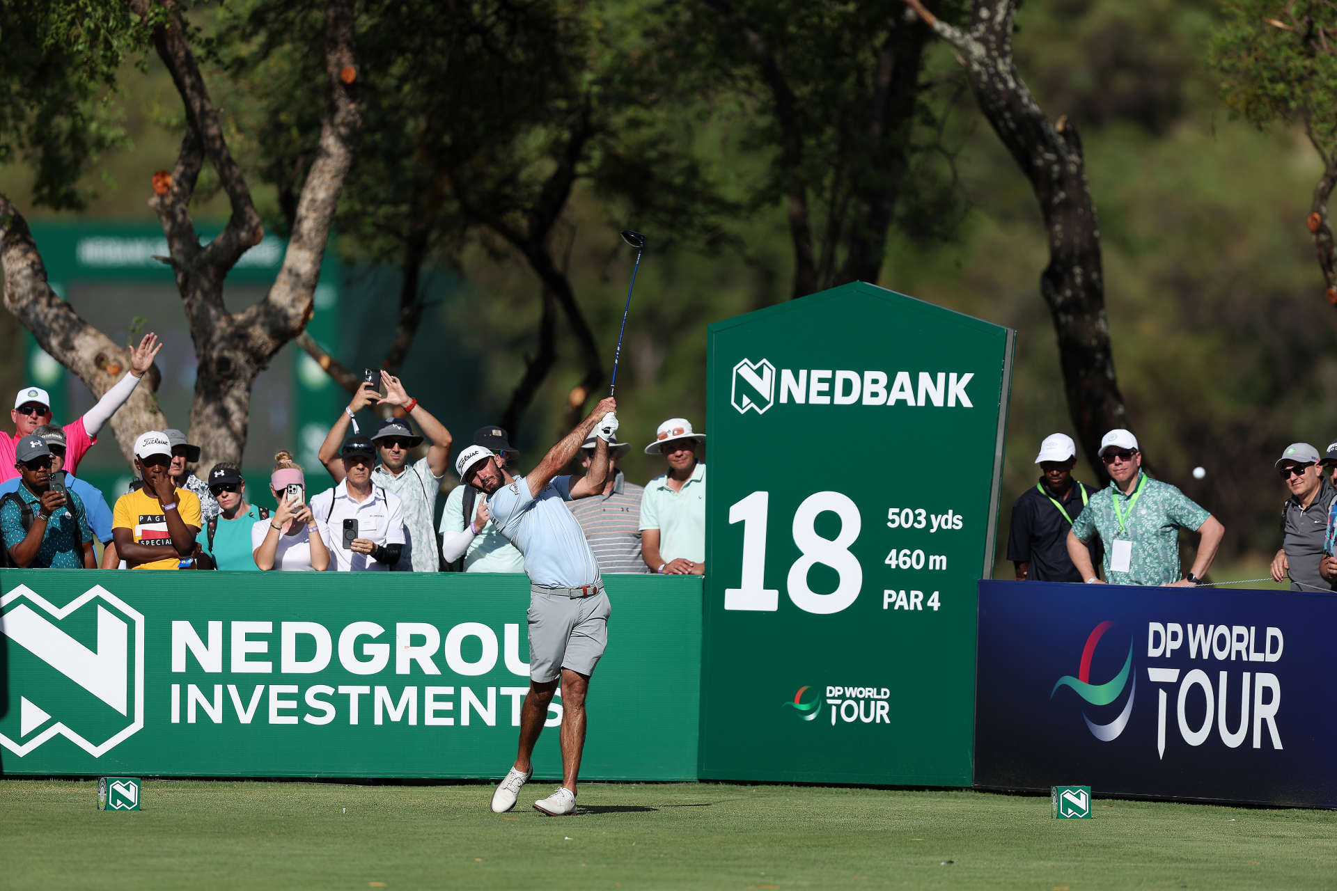 SUN CITY, SOUTH AFRICA - DECEMBER 06: Max Homa of the USA tees off on the 18th hole on Day Two of the Nedbank Golf Challenge 2025 at Gary Player CC on December 06, 2024 in Sun City, South Africa. (Photo by Warren Little/Getty Images)