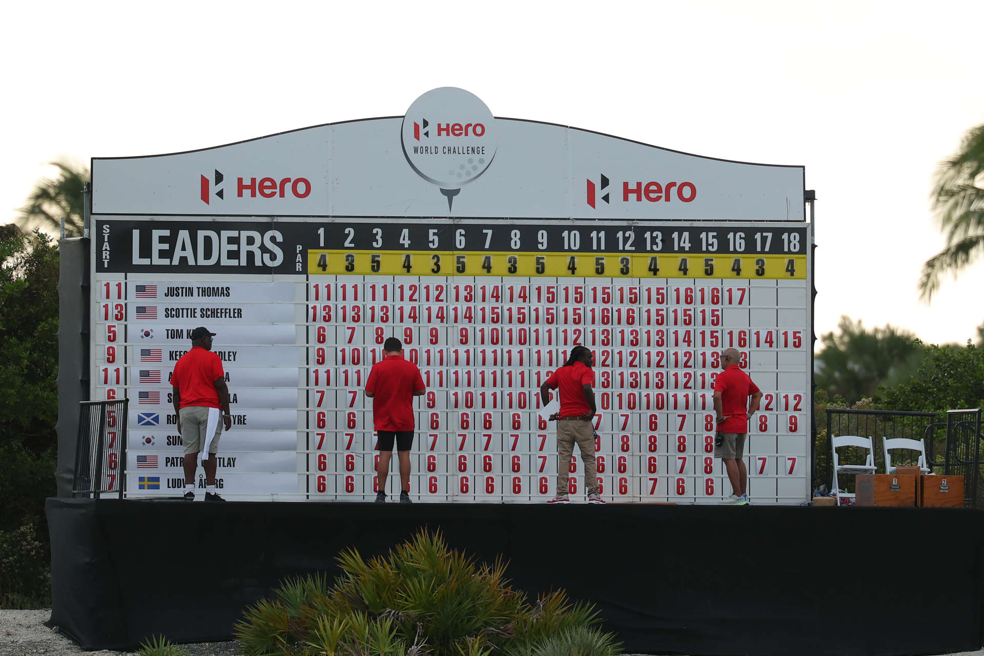 NASSAU, BAHAMAS - DECEMBER 07: A general view of the leaderboard during the third round of the Hero World Challenge 2024 at Albany Golf Course on December 07, 2024 in Nassau, Bahamas. (Photo by Kevin C. Cox/Getty Images)
