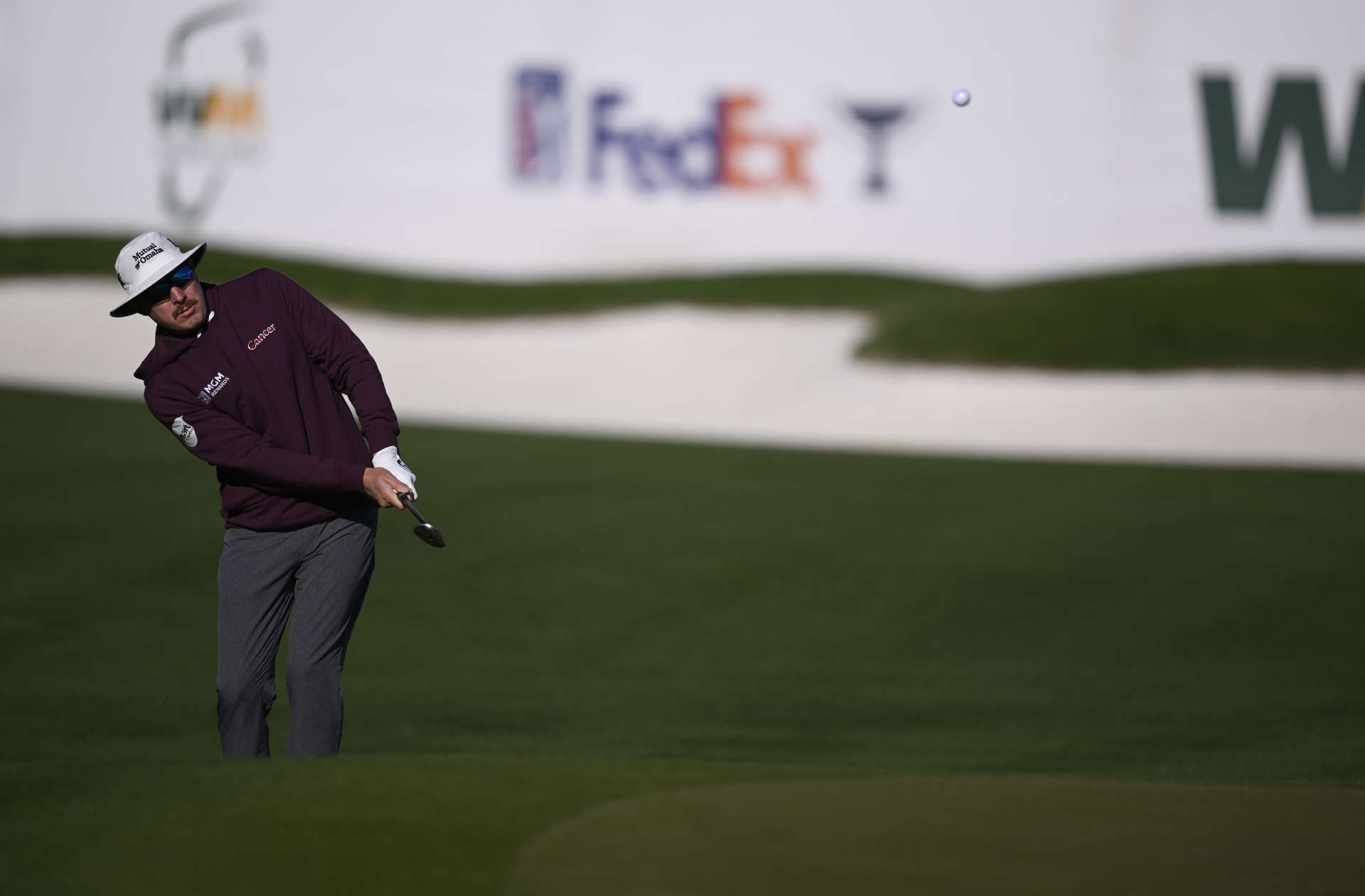 SCOTTSDALE, ARIZONA - FEBRUARY 11: Joel Dahmen of the United States chips to the 17th green during the continuation of the third round of the WM Phoenix Open at TPC Scottsdale on February 11, 2024 in Scottsdale, Arizona. (Photo by Orlando Ramirez/Getty Images)