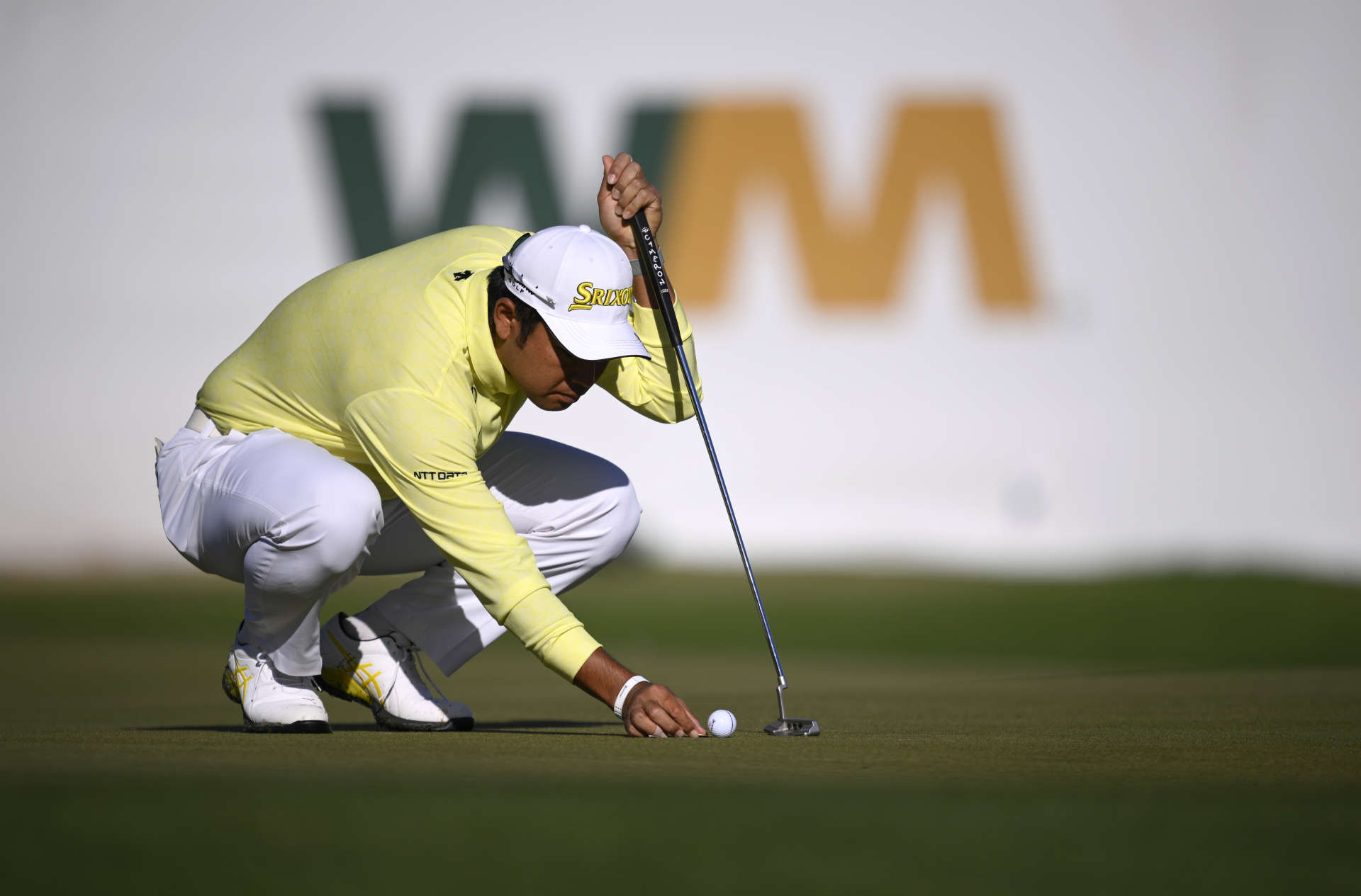SCOTTSDALE, ARIZONA - FEBRUARY 11: Hideki Matsuyama of Japan prepares to putt on the 17th green during the continuation of the third round of the WM Phoenix Open at TPC Scottsdale on February 11, 2024 in Scottsdale, Arizona. (Photo by Orlando Ramirez/Getty Images)