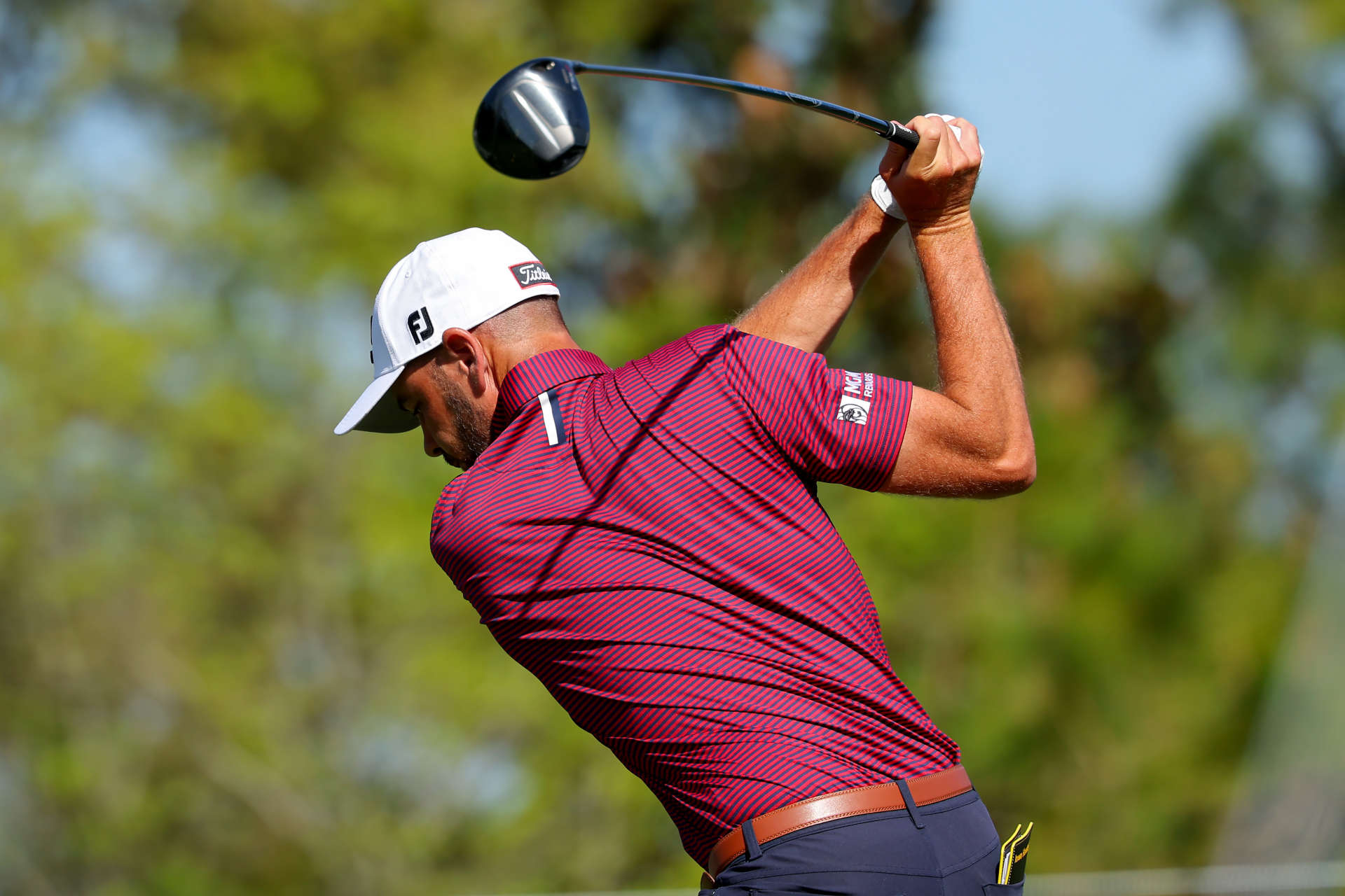 PONTE VEDRA BEACH, FLORIDA - MARCH 14: Troy Merritt of the United States plays his shot from the fourth tee during the first round of THE PLAYERS Championship on the Stadium Course at TPC Sawgrass on March 14, 2024 in Ponte Vedra Beach, Florida. (Photo by Kevin C. Cox/Getty Images)