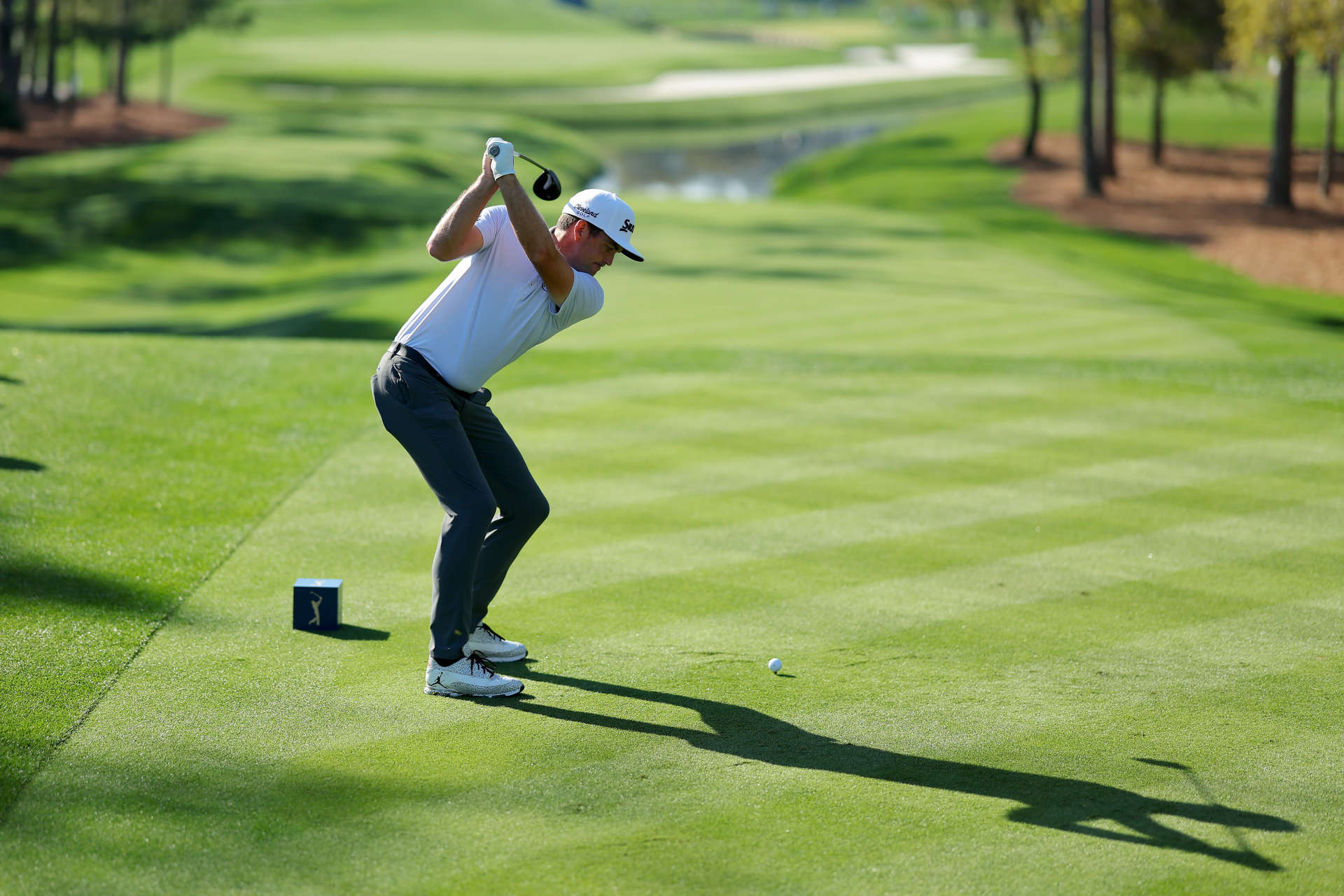 PONTE VEDRA BEACH, FLORIDA - MARCH 14: Keegan Bradley of the United States plays his shot from the fourth tee during the first round of THE PLAYERS Championship on the Stadium Course at TPC Sawgrass on March 14, 2024 in Ponte Vedra Beach, Florida. (Photo by Kevin C. Cox/Getty Images)